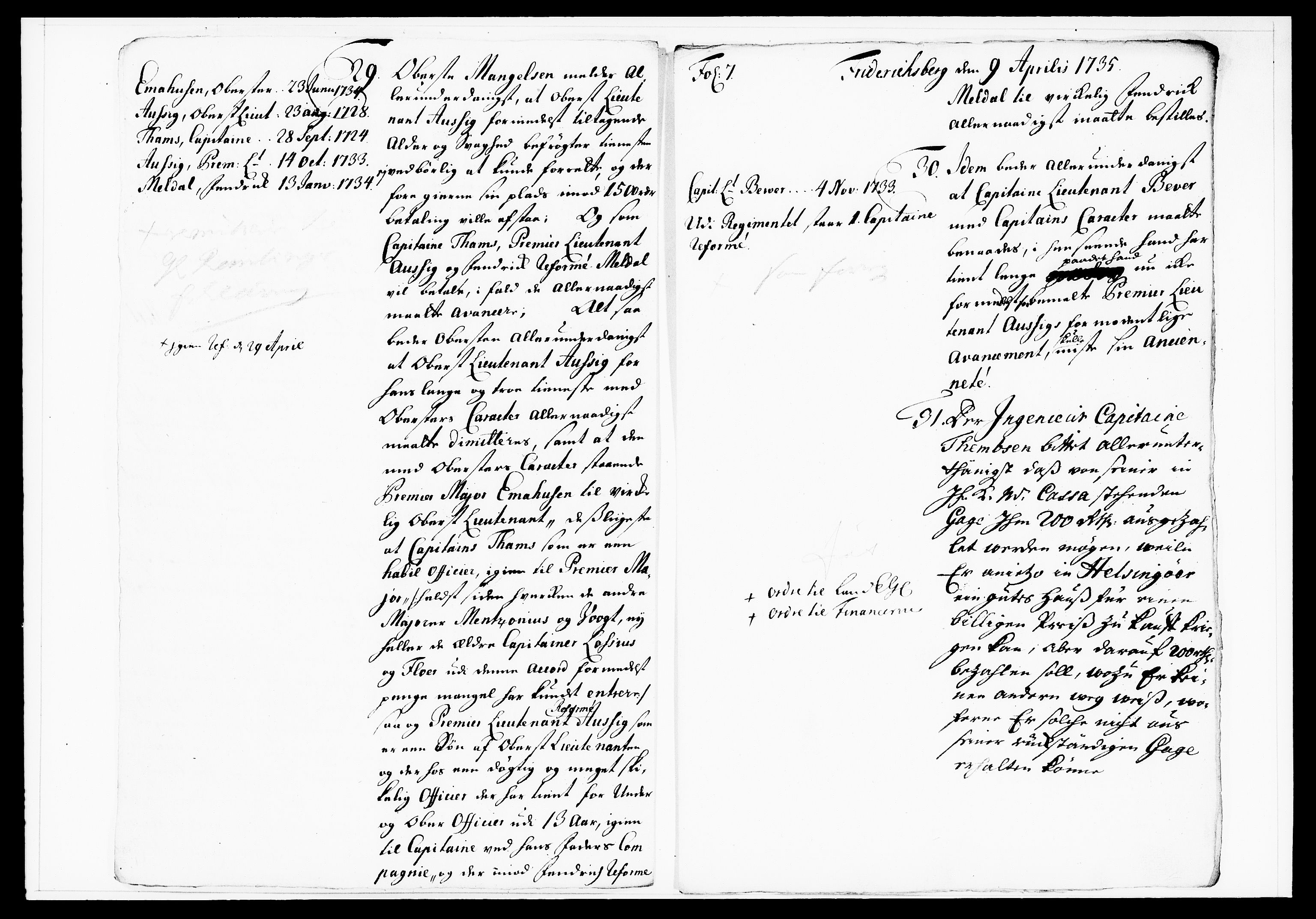 Krigskollegiet, Krigskancelliet, DRA/A-0006/-/1122-1129: Refererede sager, 1735, p. 170