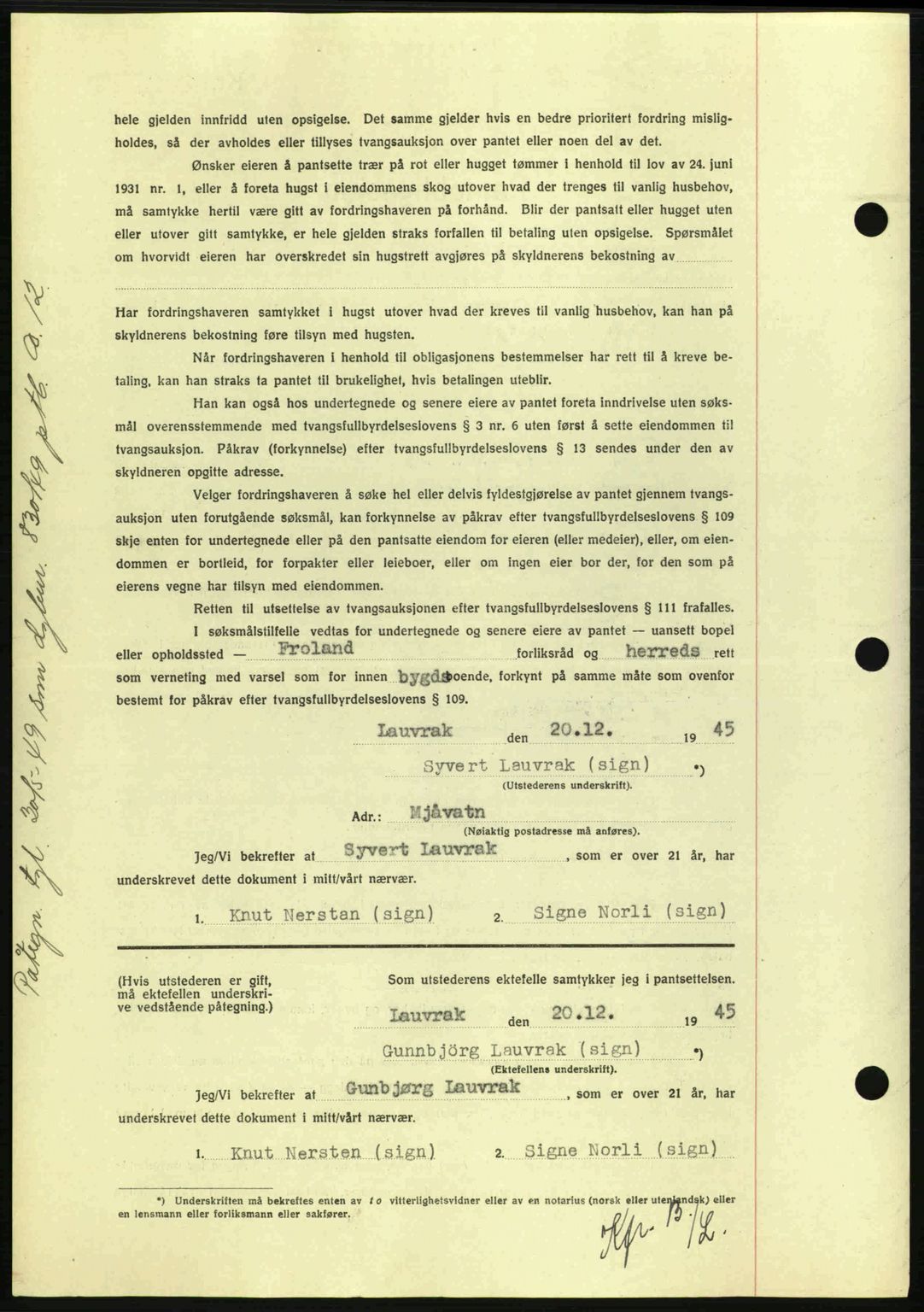 Nedenes sorenskriveri, AV/SAK-1221-0006/G/Gb/Gbb/L0003: Mortgage book no. B3a, 1945-1945, Diary no: : 895/1945