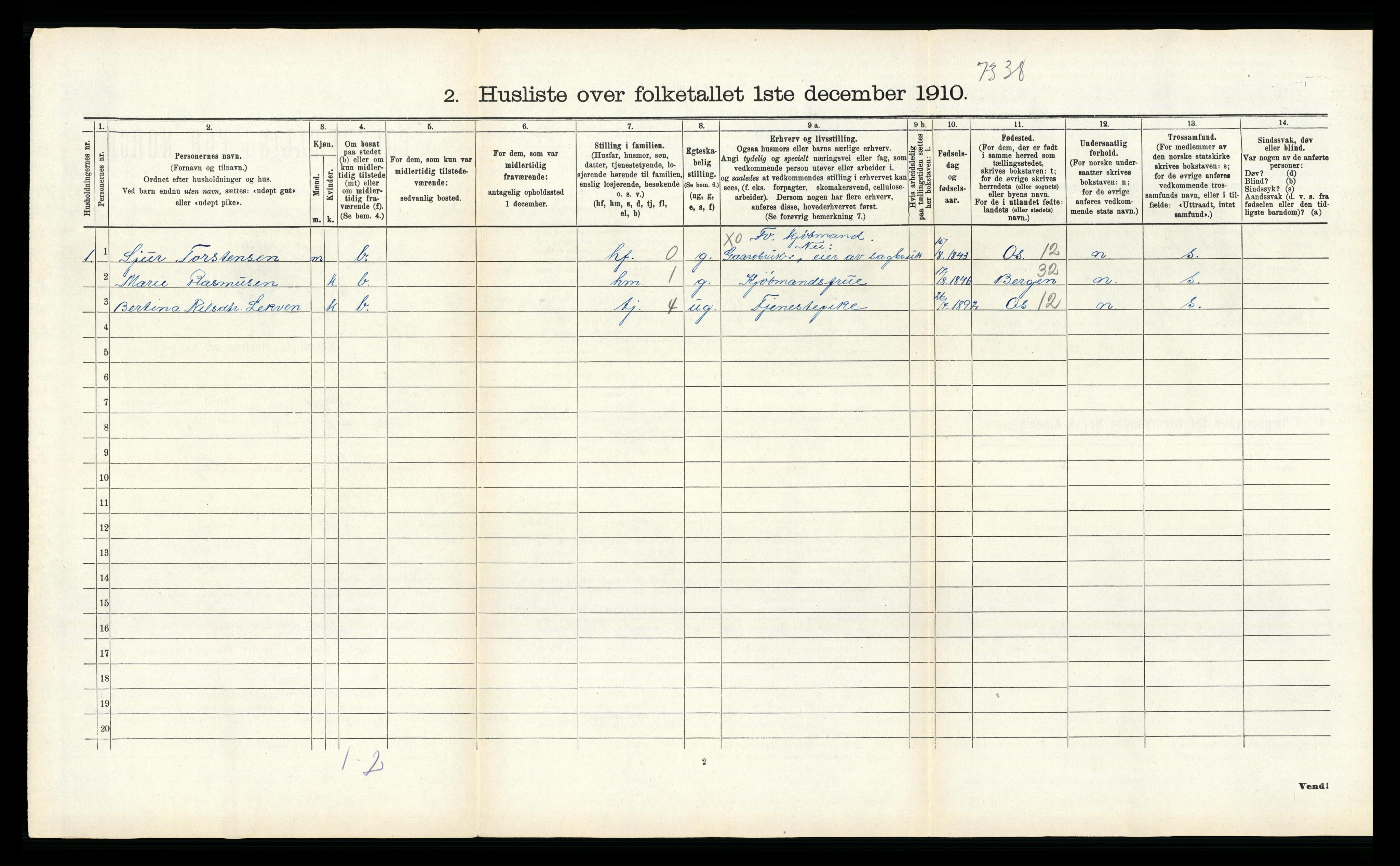 RA, 1910 census for Fana, 1910, p. 516