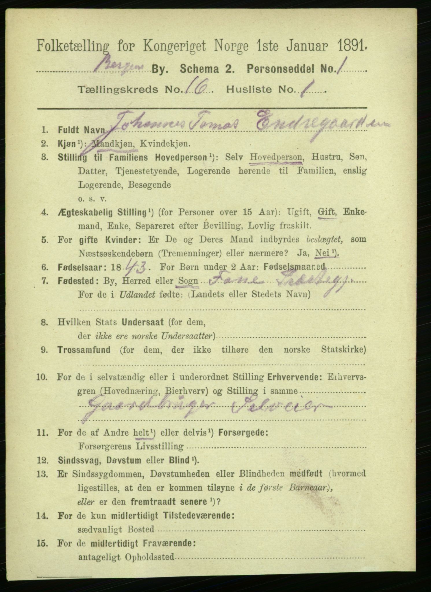 RA, 1891 Census for 1301 Bergen, 1891, p. 25037