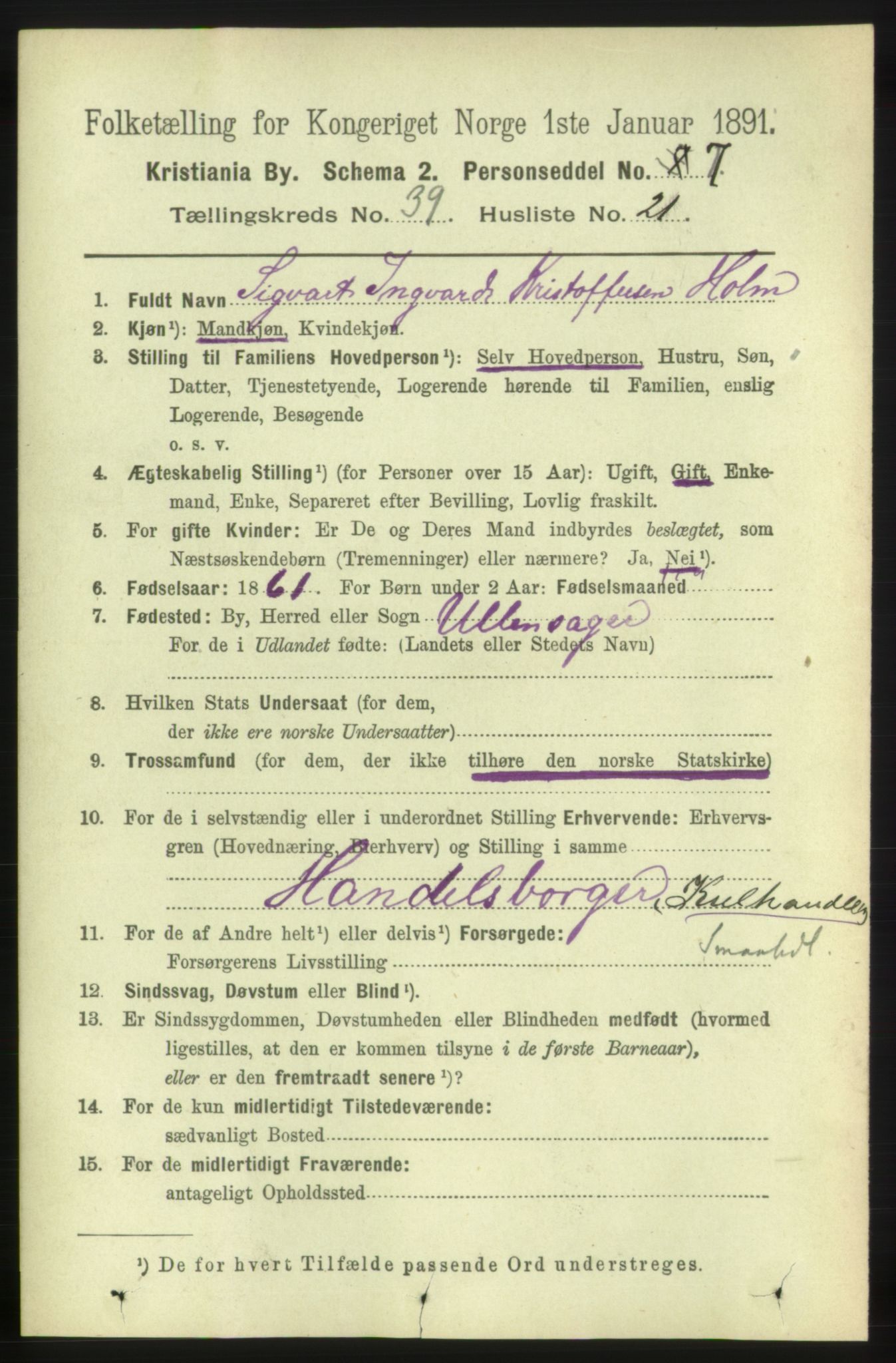 RA, 1891 census for 0301 Kristiania, 1891, p. 22344