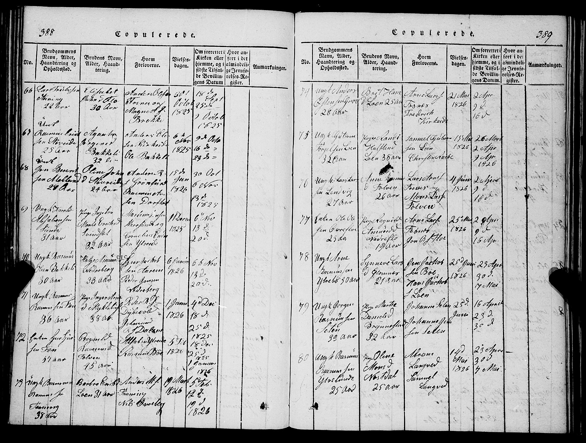 Stryn Sokneprestembete, SAB/A-82501: Parish register (copy) no. C 1, 1801-1845, p. 388-389