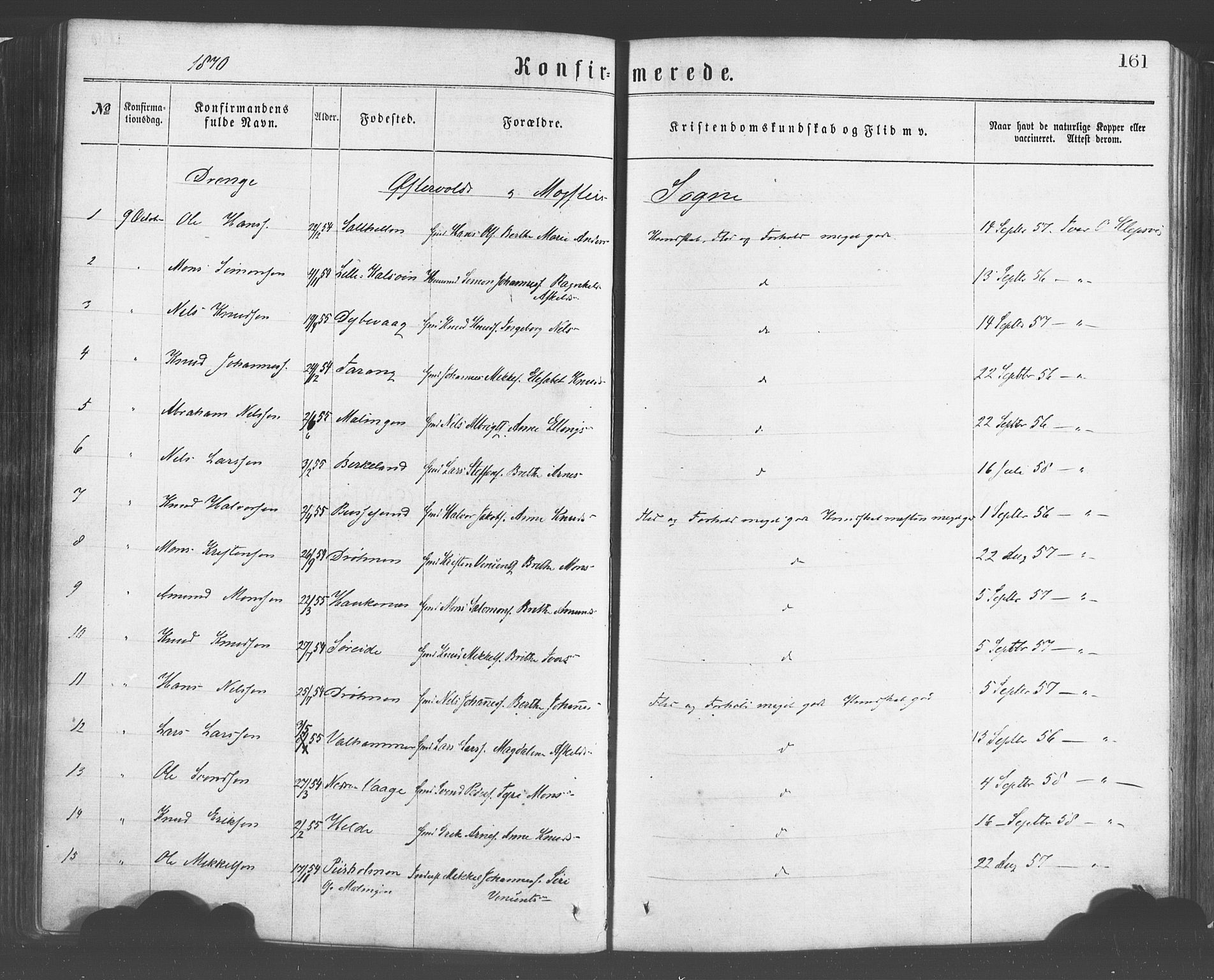 Sund sokneprestembete, AV/SAB-A-99930: Parish register (official) no. A 15, 1867-1881, p. 161