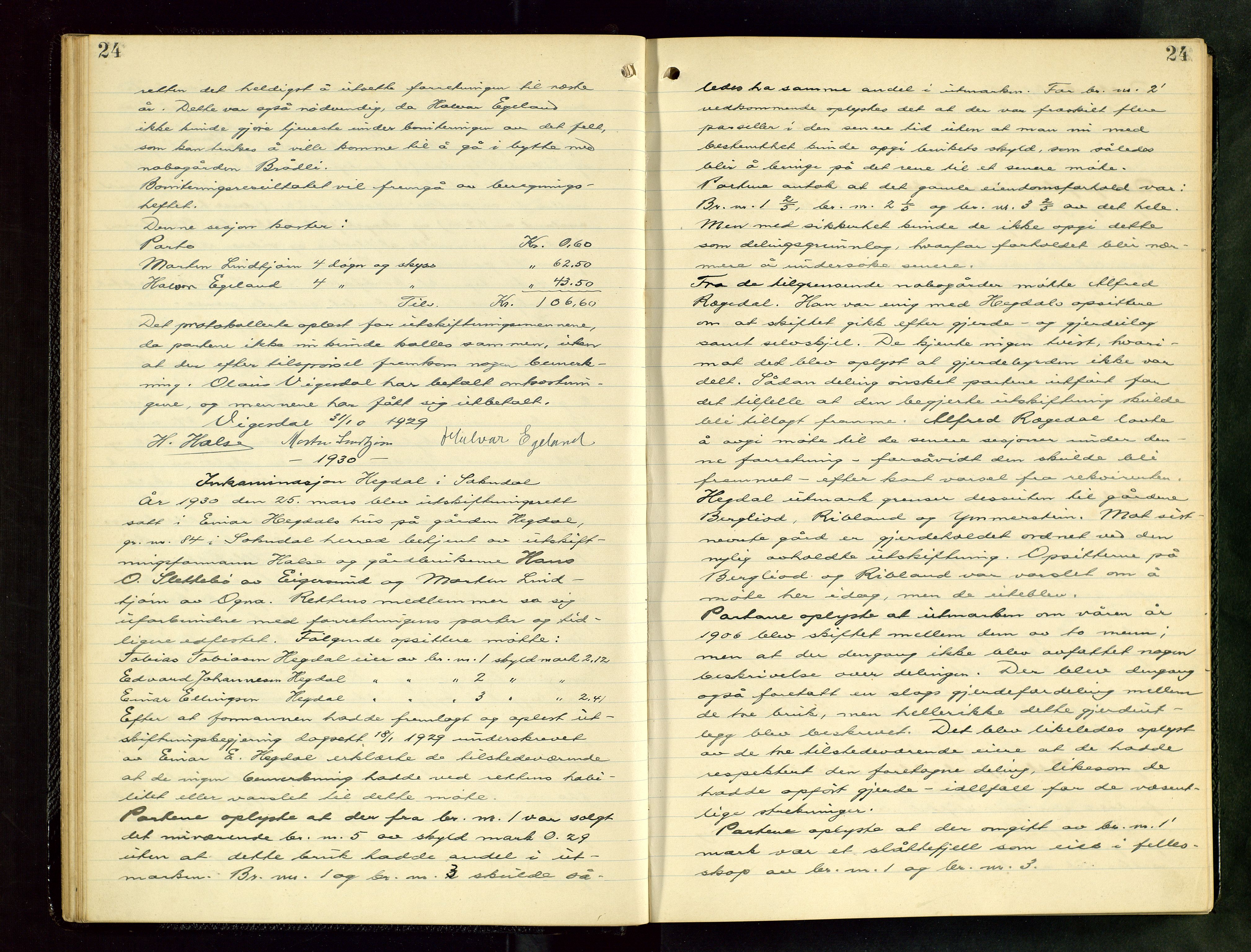 Rogaland jordskifterett, AV/SAST-A-102426/Oa/L0082: Forhandlingsprotokoll, 1929-1932, p. 24