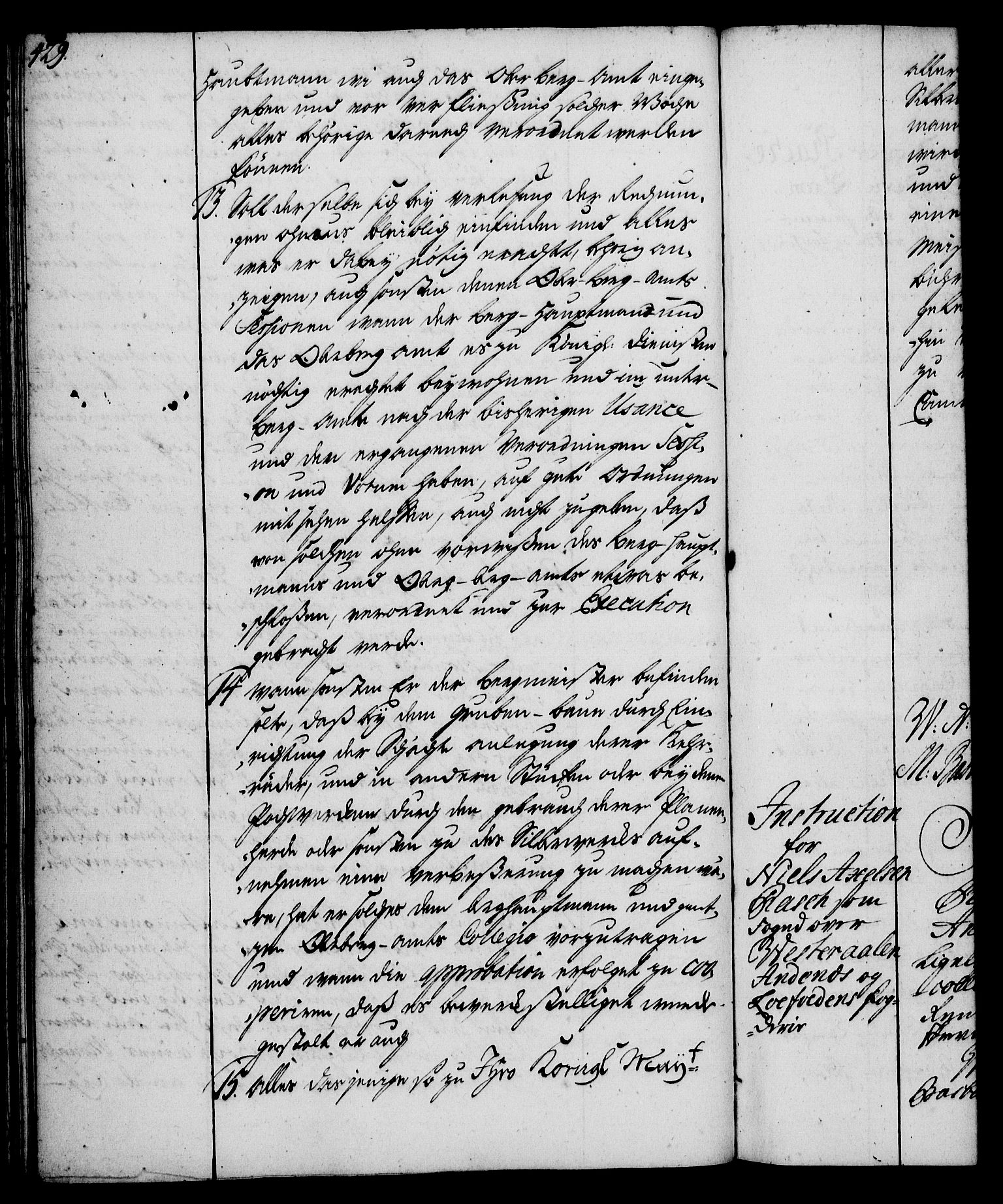 Rentekammeret, Kammerkanselliet, RA/EA-3111/G/Gg/Ggi/L0002: Norsk instruksjonsprotokoll med register (merket RK 53.35), 1729-1751, p. 429