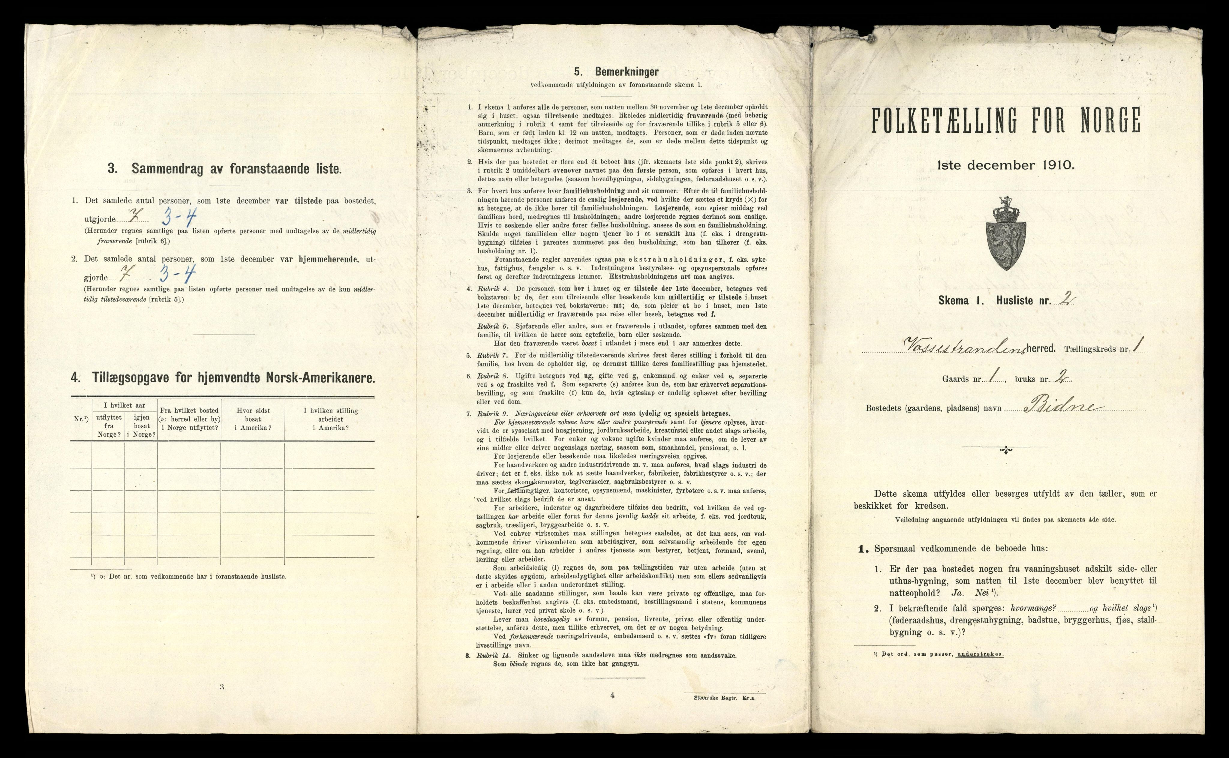 RA, 1910 census for Vossestrand, 1910, p. 29