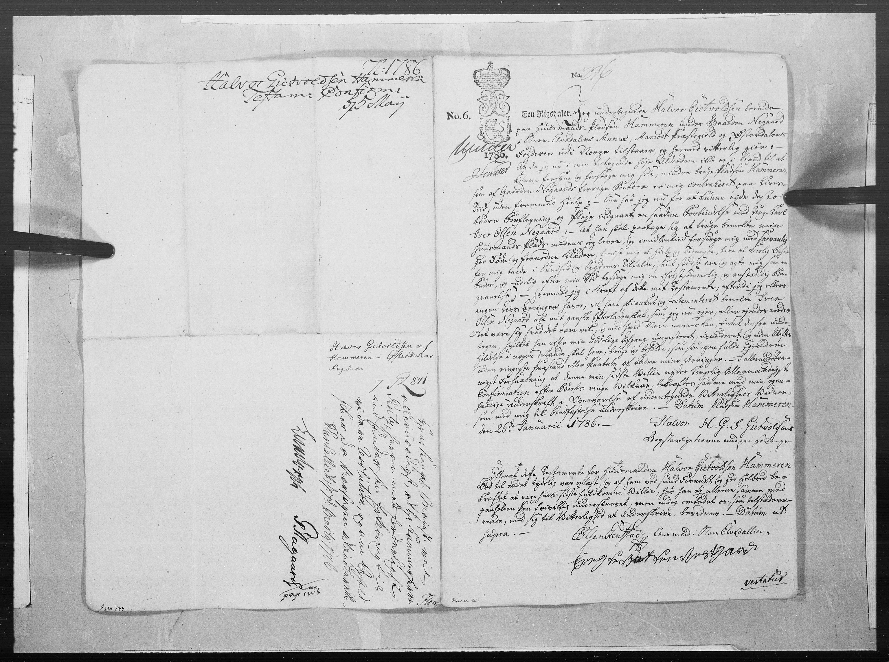 Danske Kanselli 1572-1799, RA/EA-3023/F/Fc/Fcc/Fcca/L0260: Norske innlegg 1572-1799, 1786, p. 136