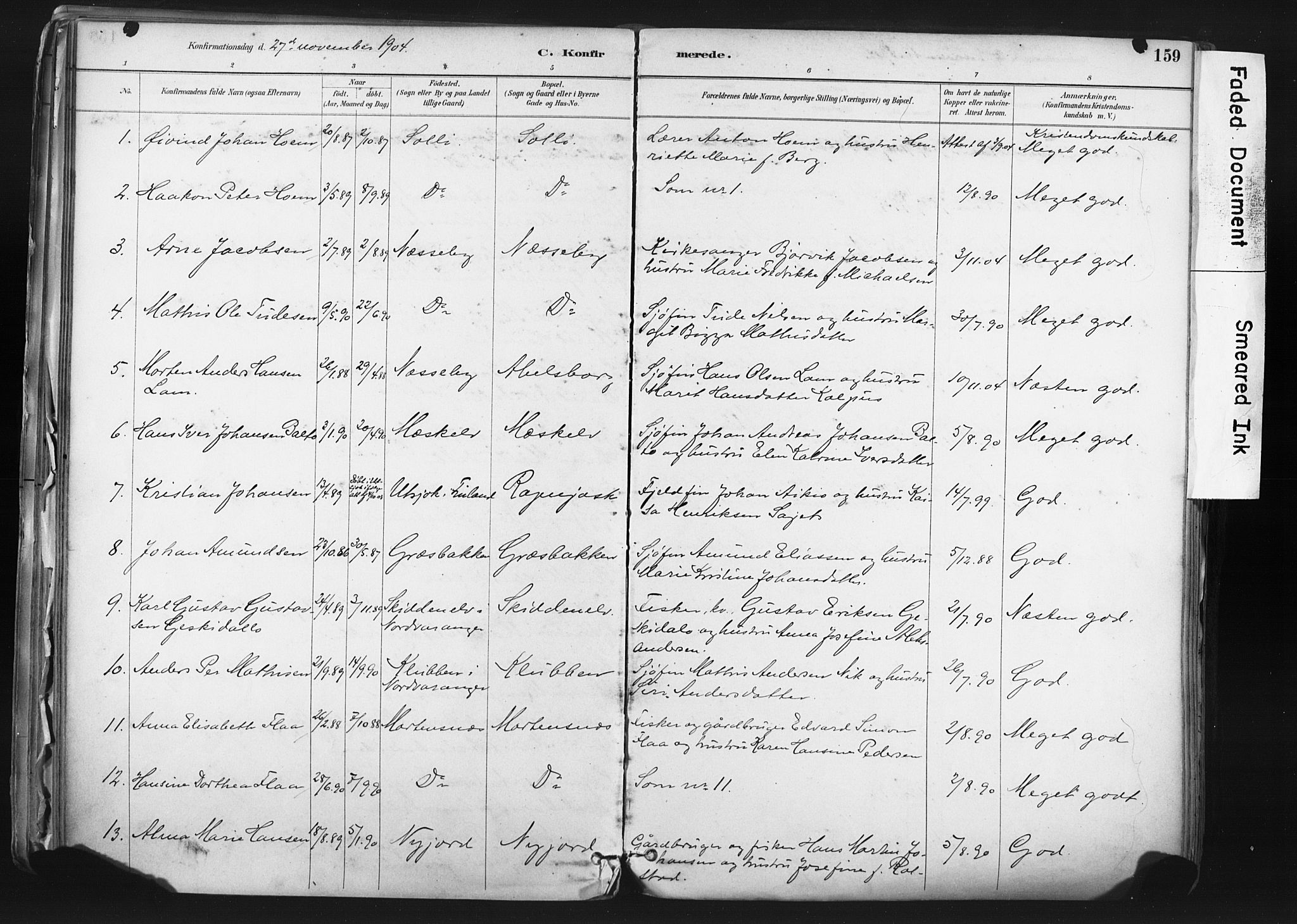 Nesseby sokneprestkontor, SATØ/S-1330/H/Ha/L0006kirke: Parish register (official) no. 6, 1885-1985, p. 159