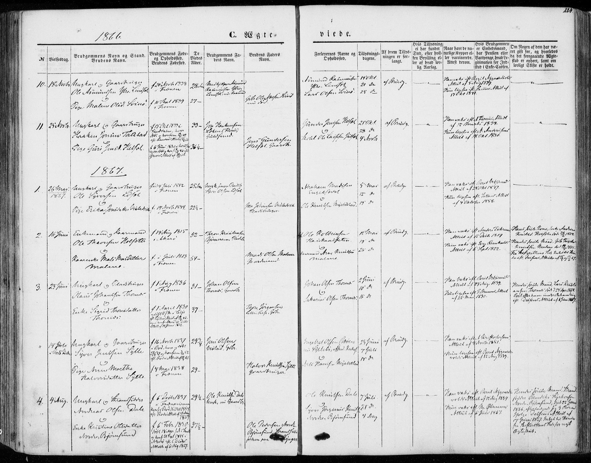 Ministerialprotokoller, klokkerbøker og fødselsregistre - Møre og Romsdal, SAT/A-1454/565/L0748: Parish register (official) no. 565A02, 1845-1872, p. 224