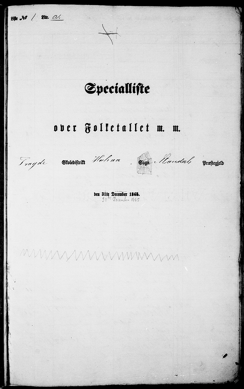 RA, 1865 census for Mandal/Halse og Harkmark, 1865, p. 16