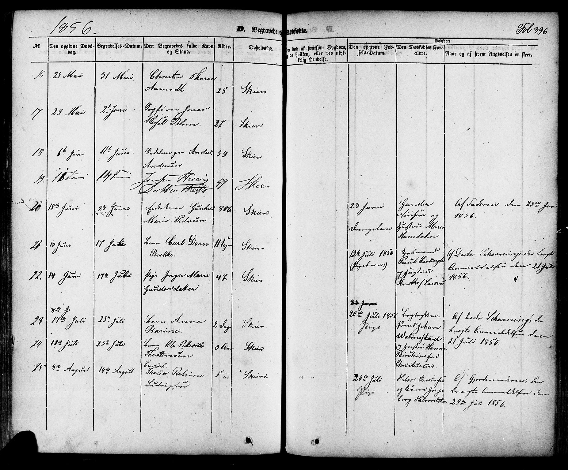 Skien kirkebøker, SAKO/A-302/F/Fa/L0006a: Parish register (official) no. 6A, 1843-1856, p. 396