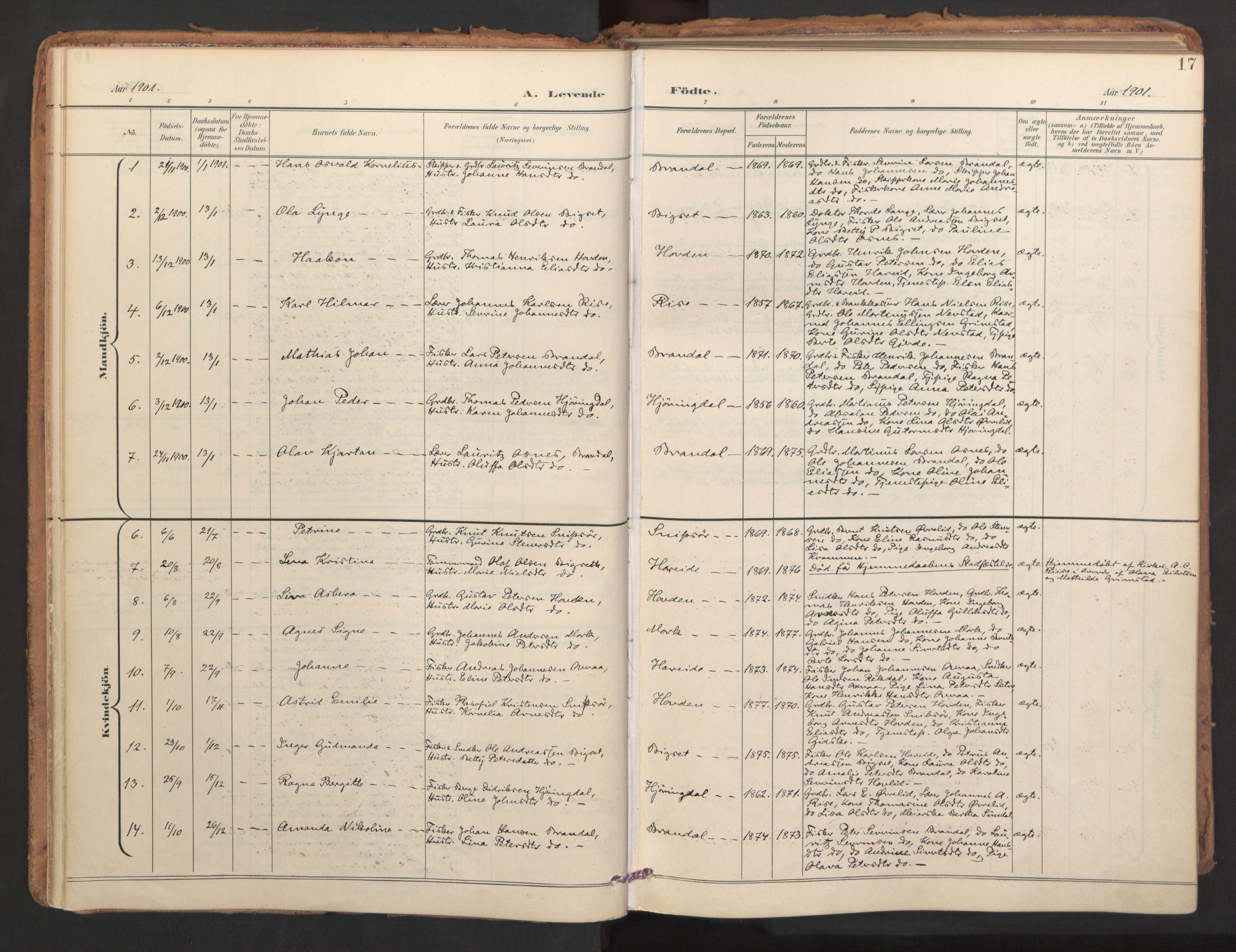 Ministerialprotokoller, klokkerbøker og fødselsregistre - Møre og Romsdal, SAT/A-1454/510/L0123: Parish register (official) no. 510A03, 1898-1922, p. 17