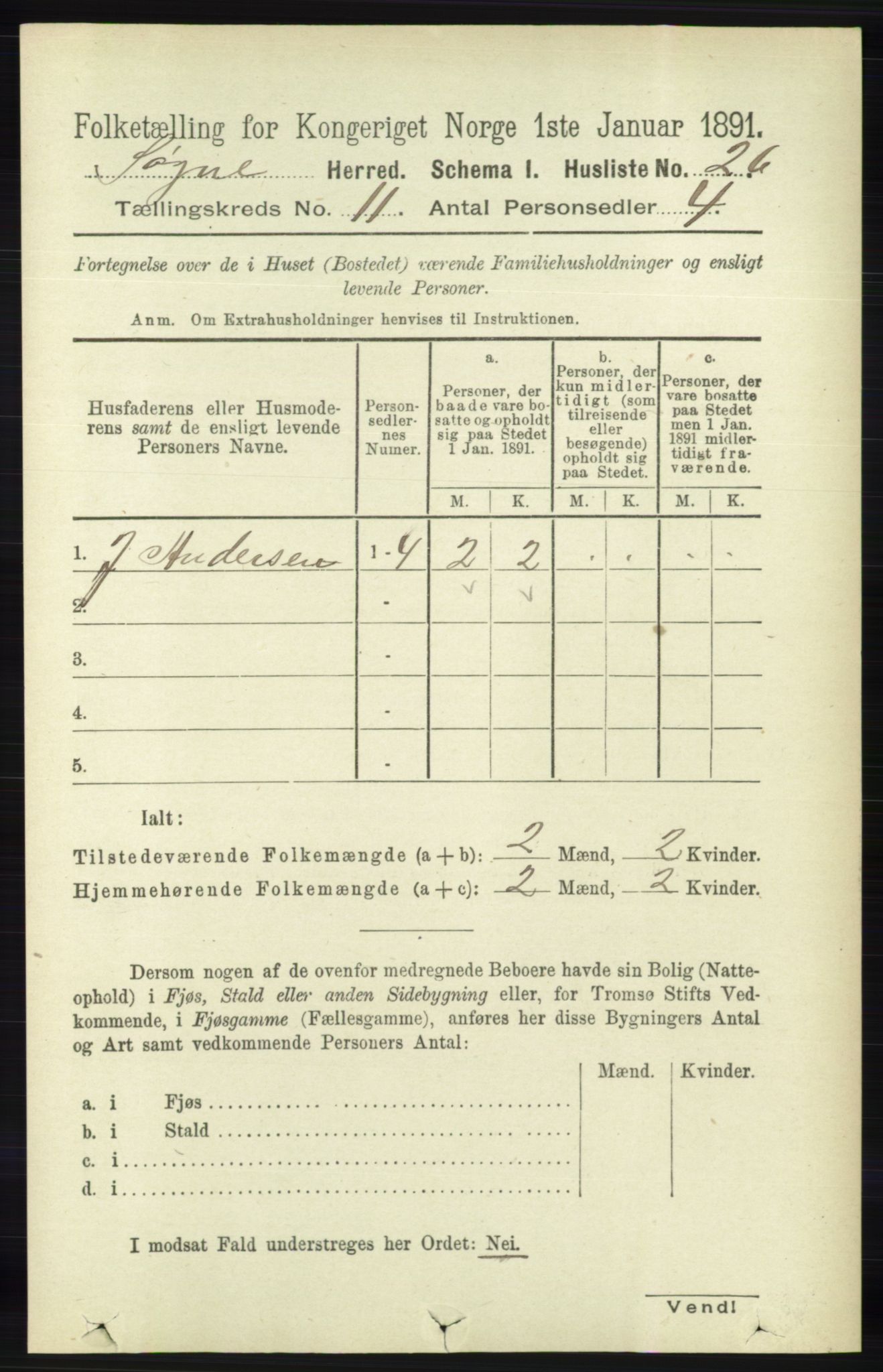 RA, 1891 census for 1018 Søgne, 1891, p. 2915