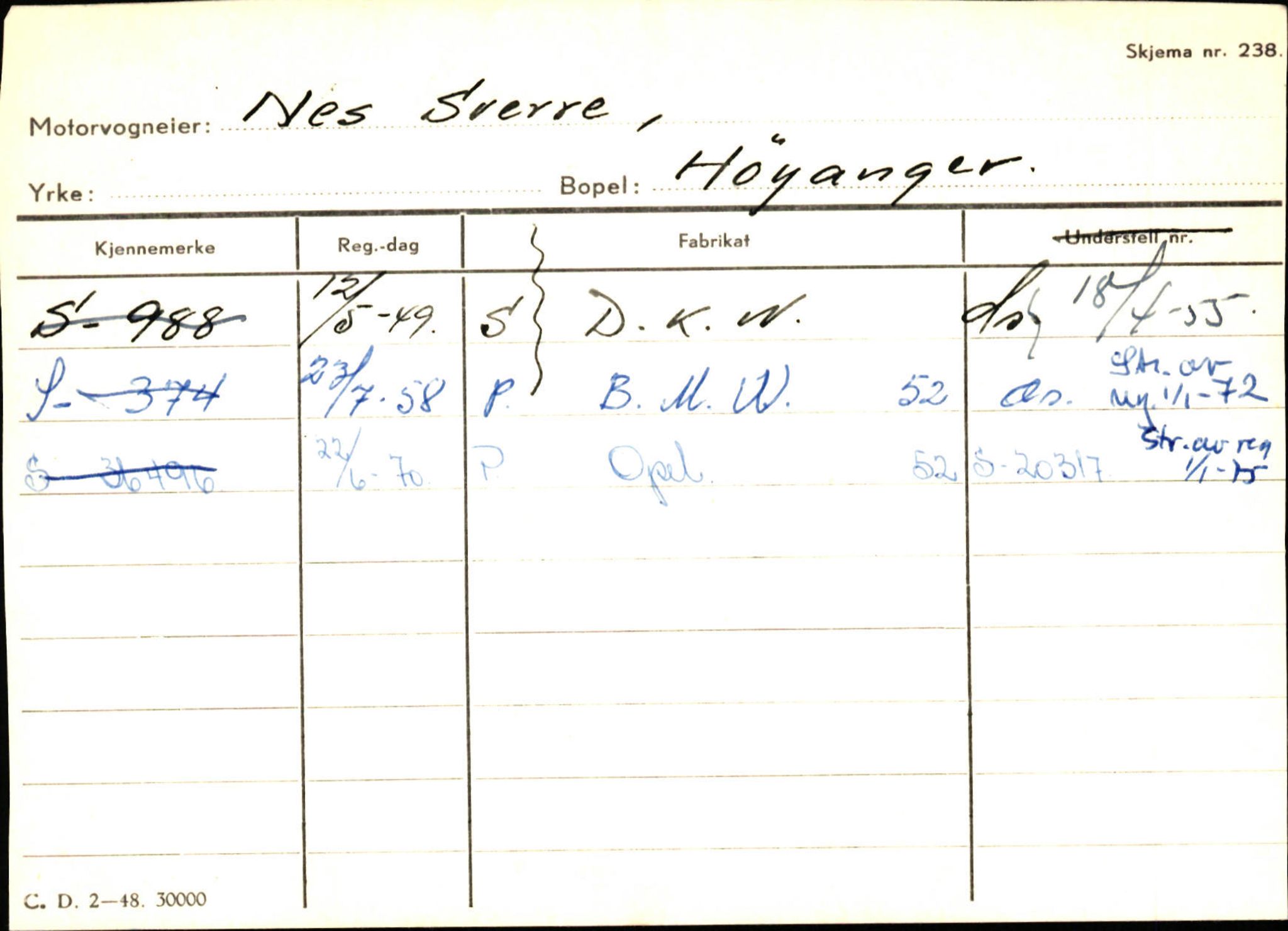 Statens vegvesen, Sogn og Fjordane vegkontor, AV/SAB-A-5301/4/F/L0130: Eigarregister Eid T-Å. Høyanger A-O, 1945-1975, p. 2245