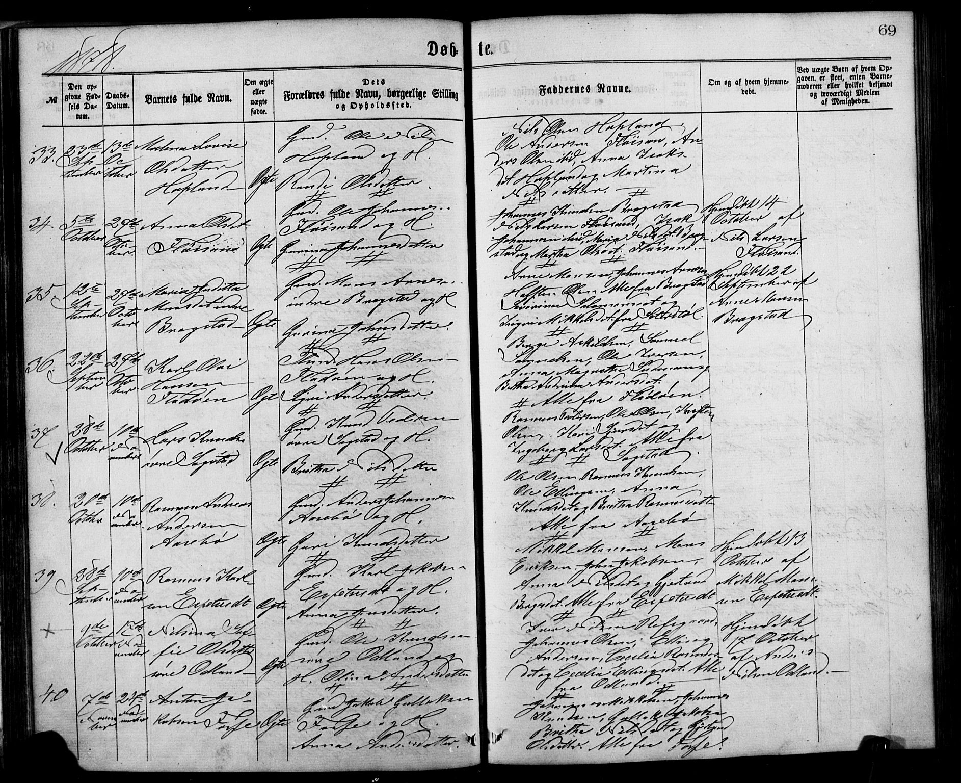 Alversund Sokneprestembete, SAB/A-73901/H/Ha/Hab: Parish register (copy) no. C 2, 1867-1880, p. 69