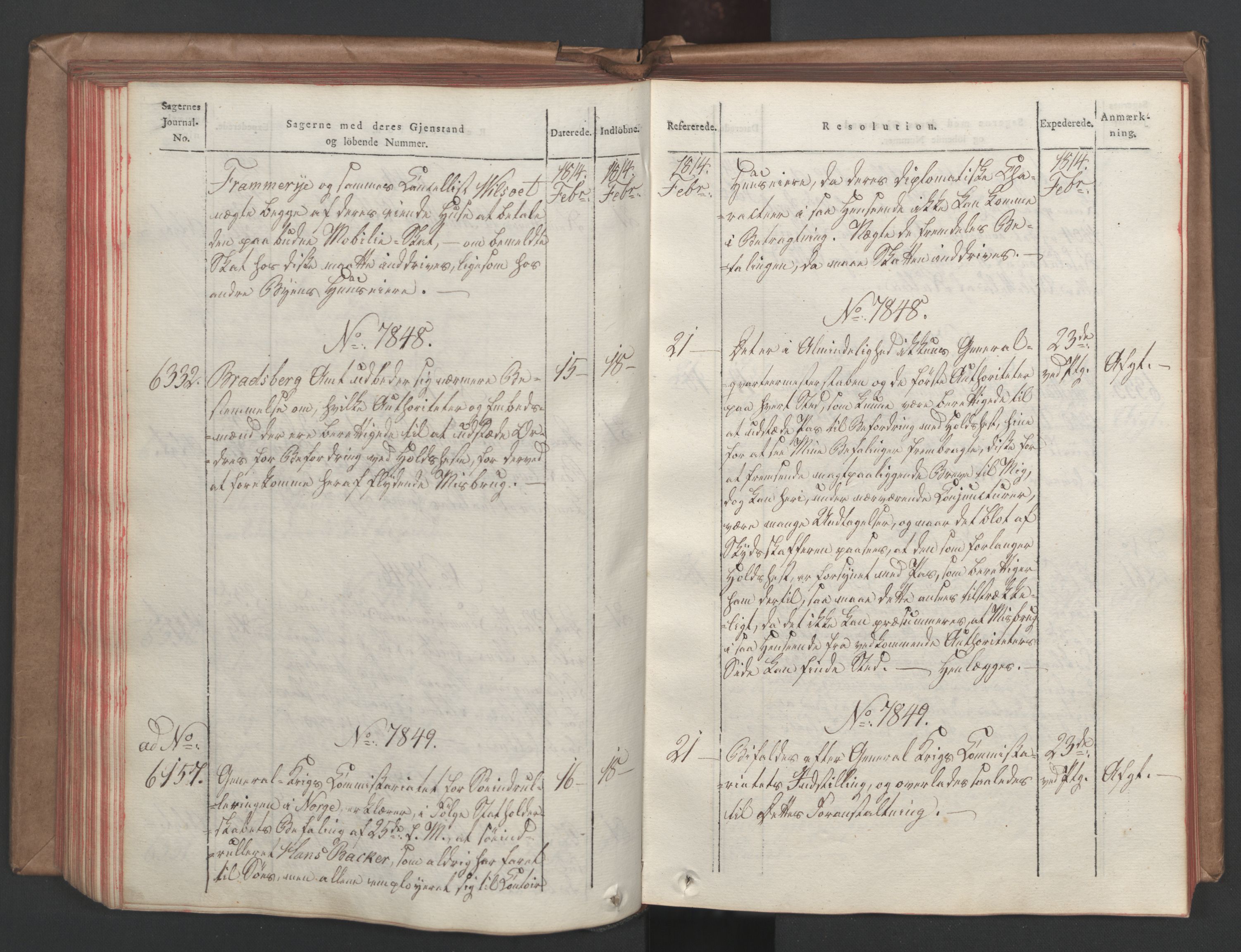 Stattholderembetet 1810-1814, 1. kontor (Kontor A), AV/RA-EA-2872/Ab/L0008: Referatprotokoll,  j.nr. 5846-6405,  l.nr. 7275-7924, 1813-1814, p. 163