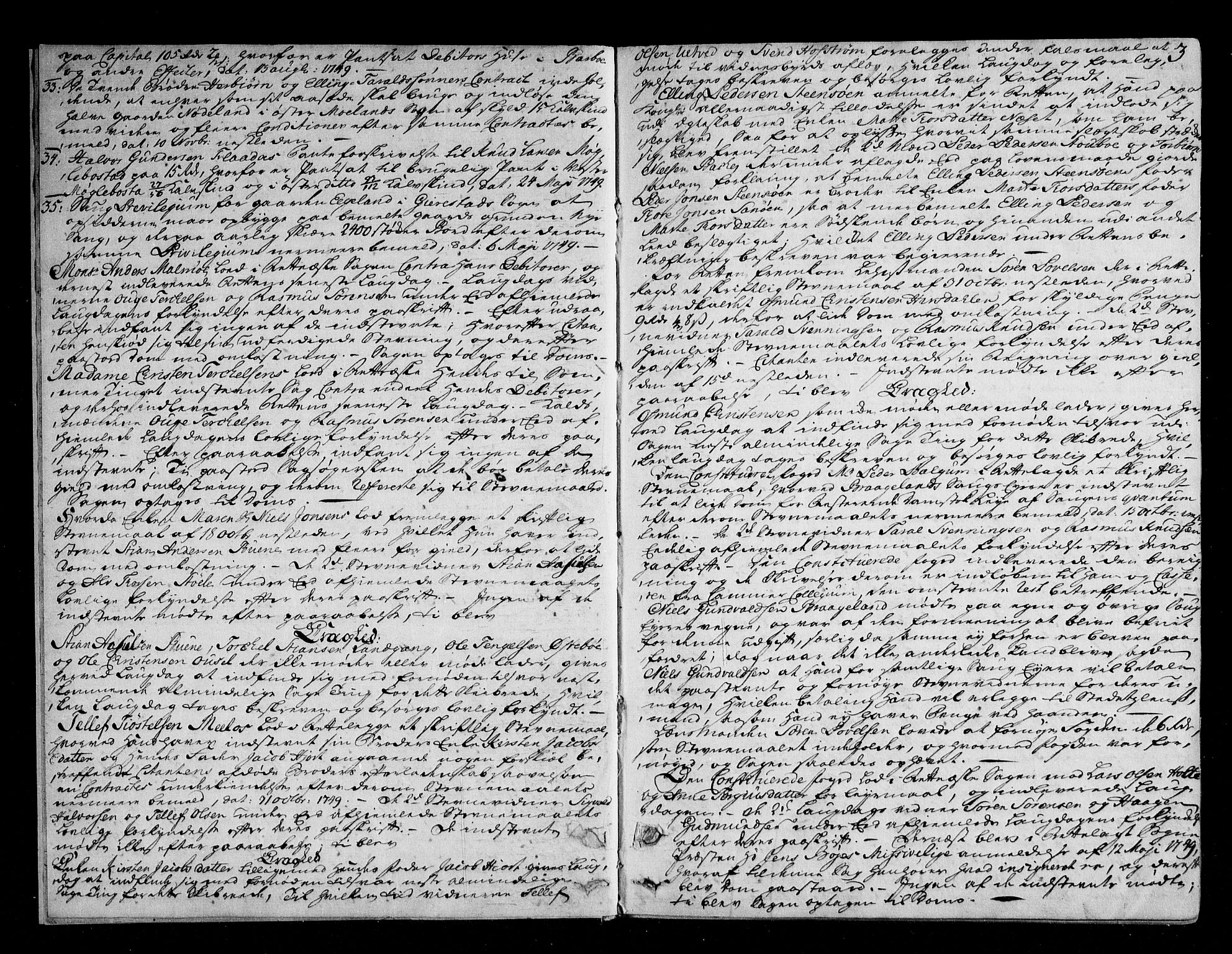 Nedenes sorenskriveri før 1824, SAK/1221-0007/F/Fa/L0028: Tingbok med register nr 23, 1749-1752, p. 2b-3a