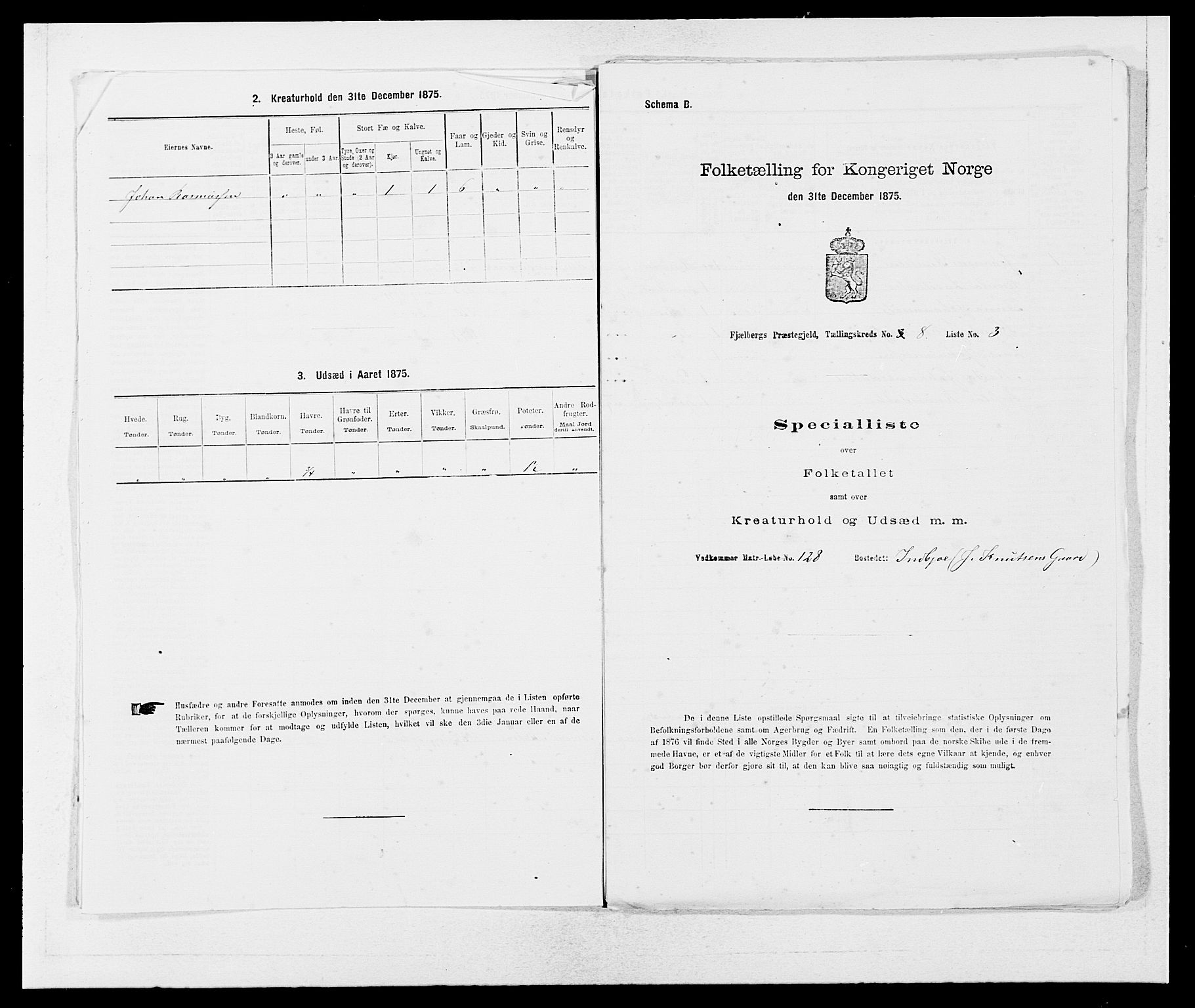 SAB, 1875 census for 1213P Fjelberg, 1875, p. 816