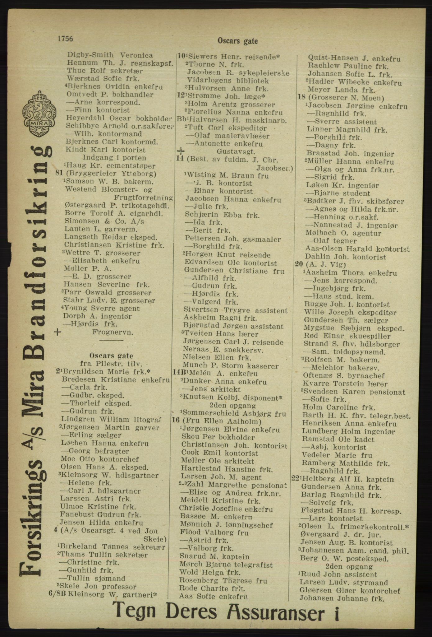 Kristiania/Oslo adressebok, PUBL/-, 1918, p. 1909