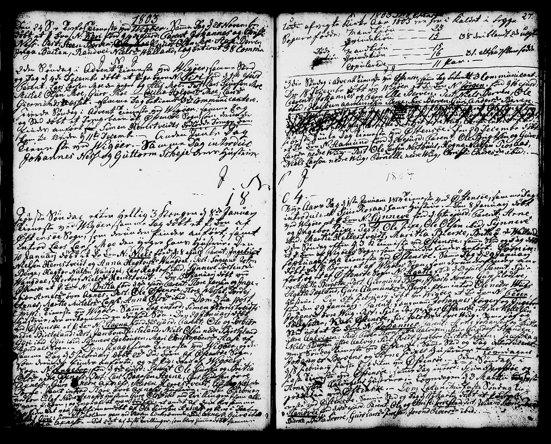 Kvam sokneprestembete, AV/SAB-A-76201/H/Haa: Parish register (official) no. A 5, 1796-1832, p. 27