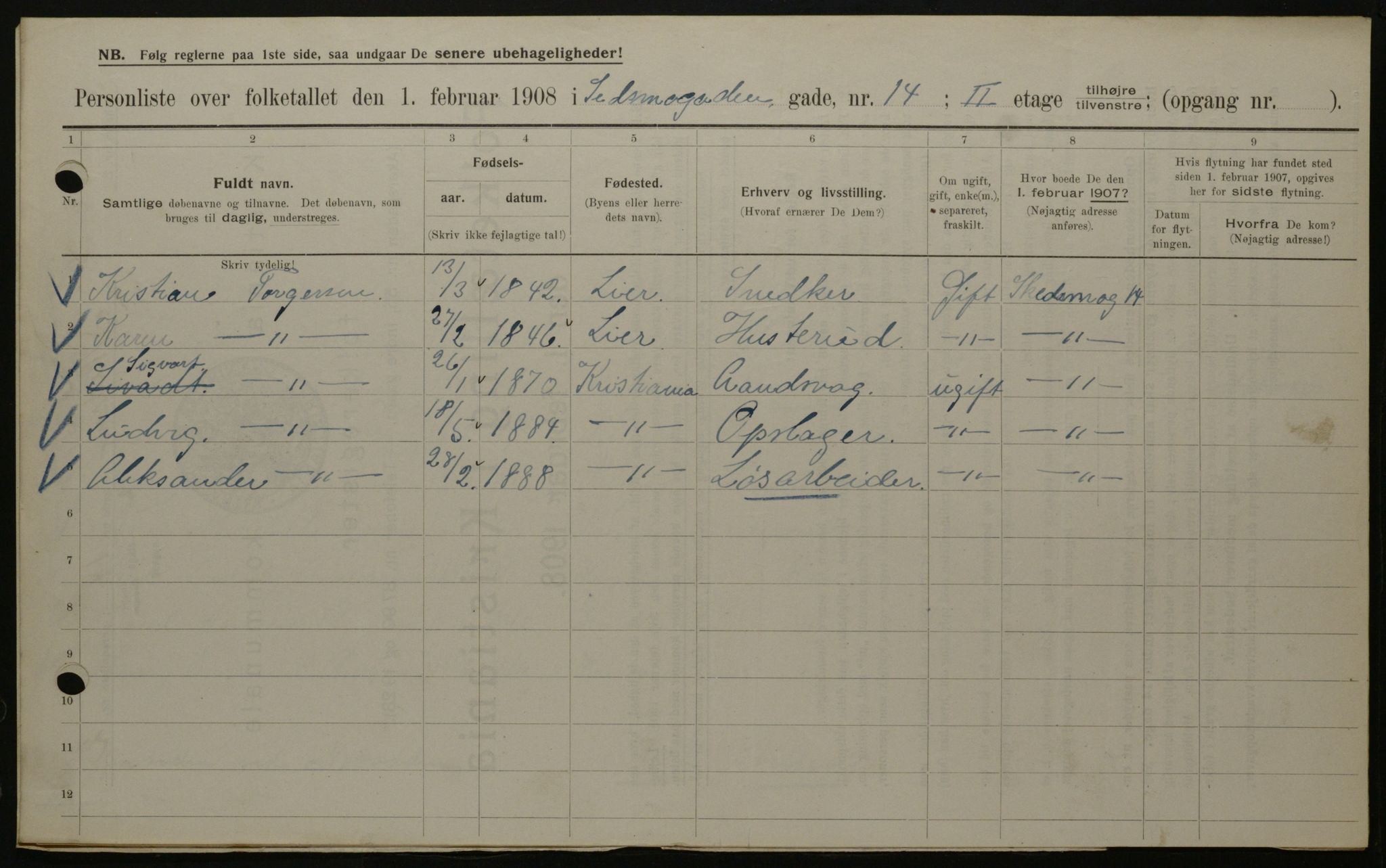 OBA, Municipal Census 1908 for Kristiania, 1908, p. 85893