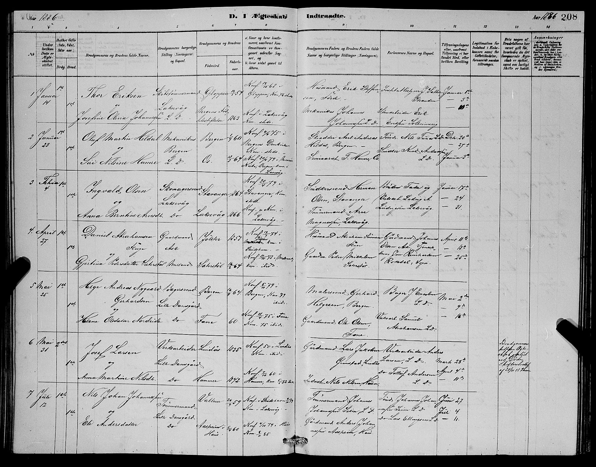 Laksevåg Sokneprestembete, SAB/A-76501/H/Ha/Hab/Haba/L0002: Parish register (copy) no. A 2, 1877-1887, p. 208