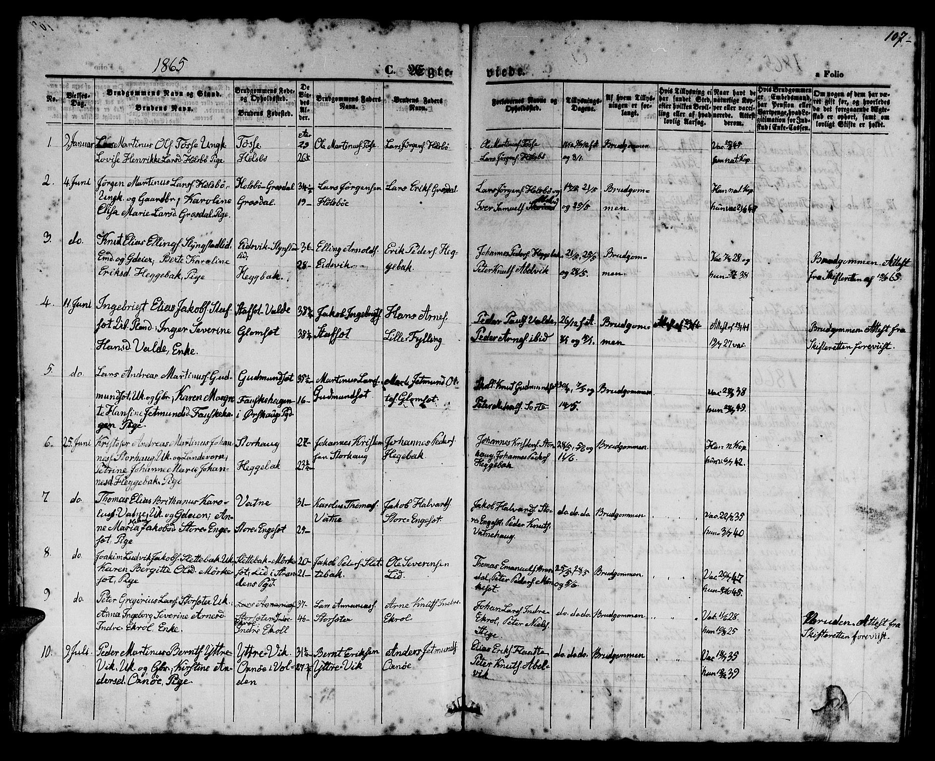 Ministerialprotokoller, klokkerbøker og fødselsregistre - Møre og Romsdal, AV/SAT-A-1454/524/L0364: Parish register (copy) no. 524C05, 1865-1879, p. 107