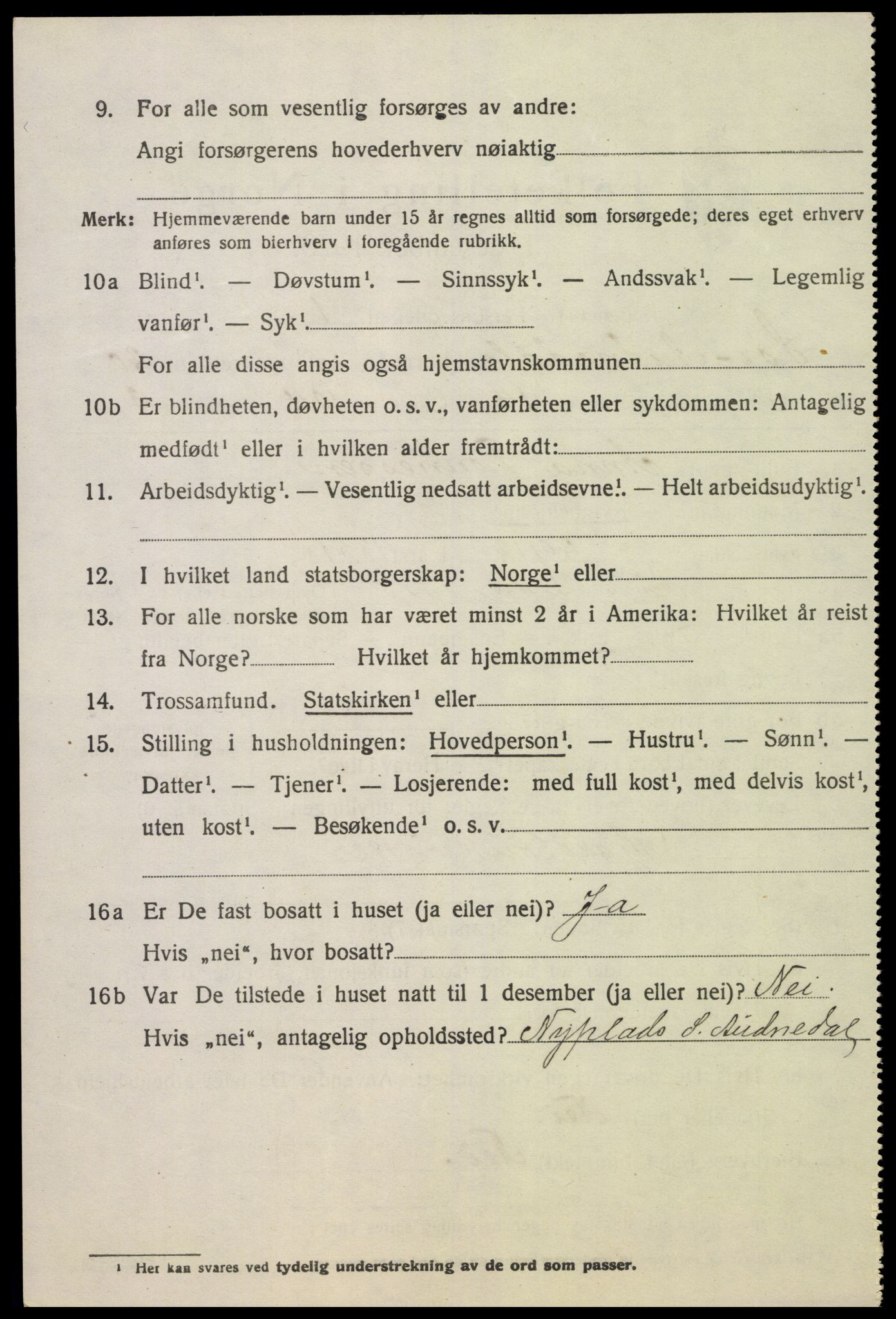 SAK, 1920 census for Sør-Audnedal, 1920, p. 6836