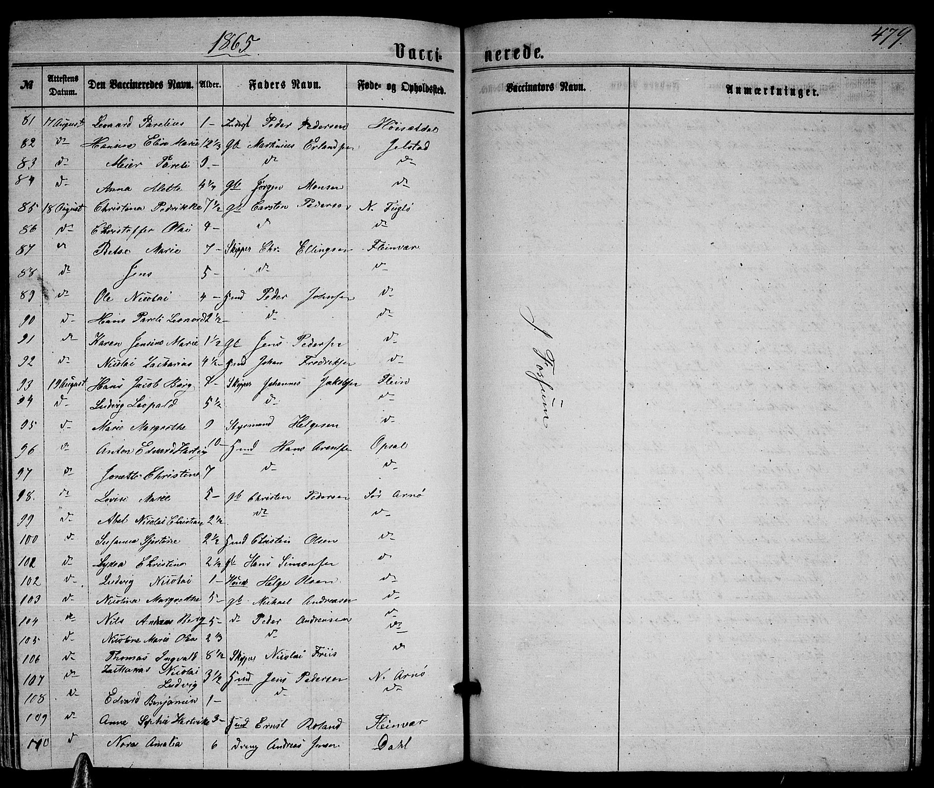 Ministerialprotokoller, klokkerbøker og fødselsregistre - Nordland, AV/SAT-A-1459/805/L0107: Parish register (copy) no. 805C03, 1862-1885, p. 479