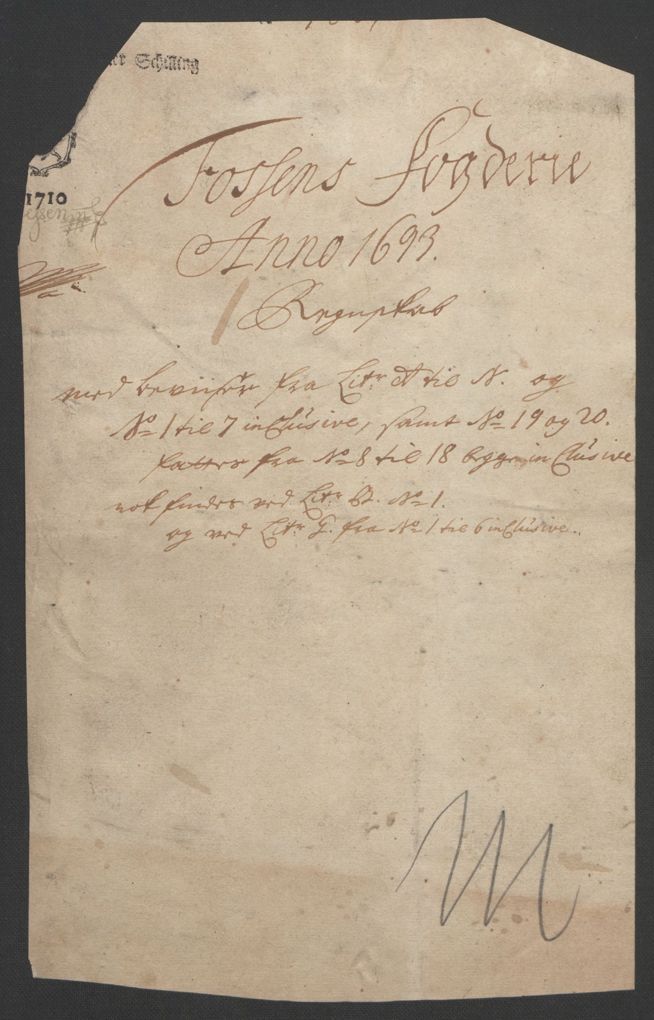 Rentekammeret inntil 1814, Reviderte regnskaper, Fogderegnskap, RA/EA-4092/R57/L3849: Fogderegnskap Fosen, 1692-1693, p. 371