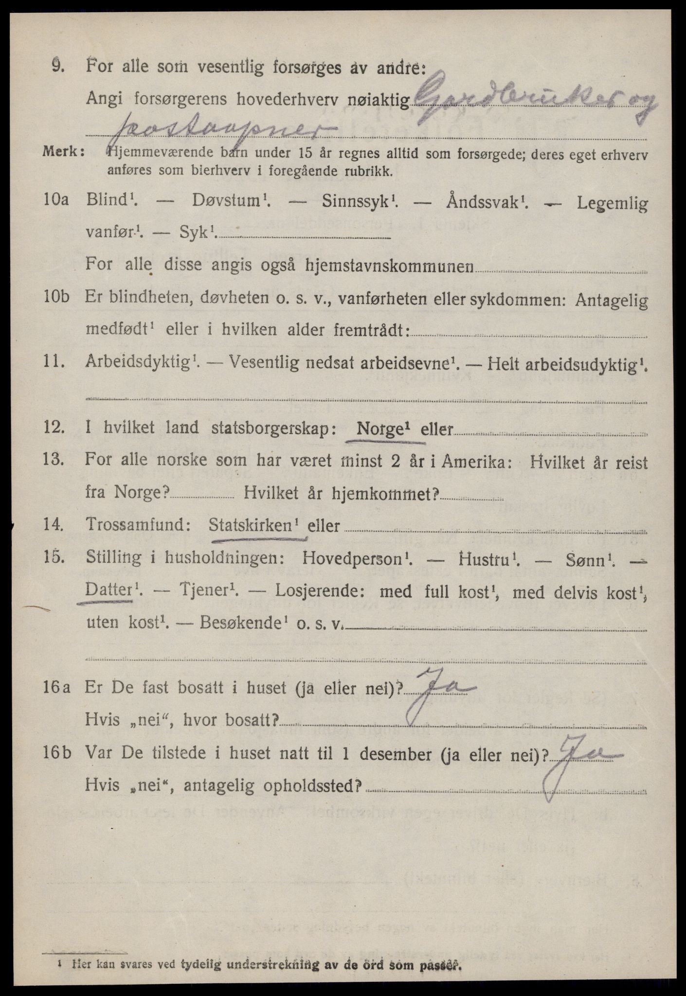 SAT, 1920 census for Vatne, 1920, p. 2623