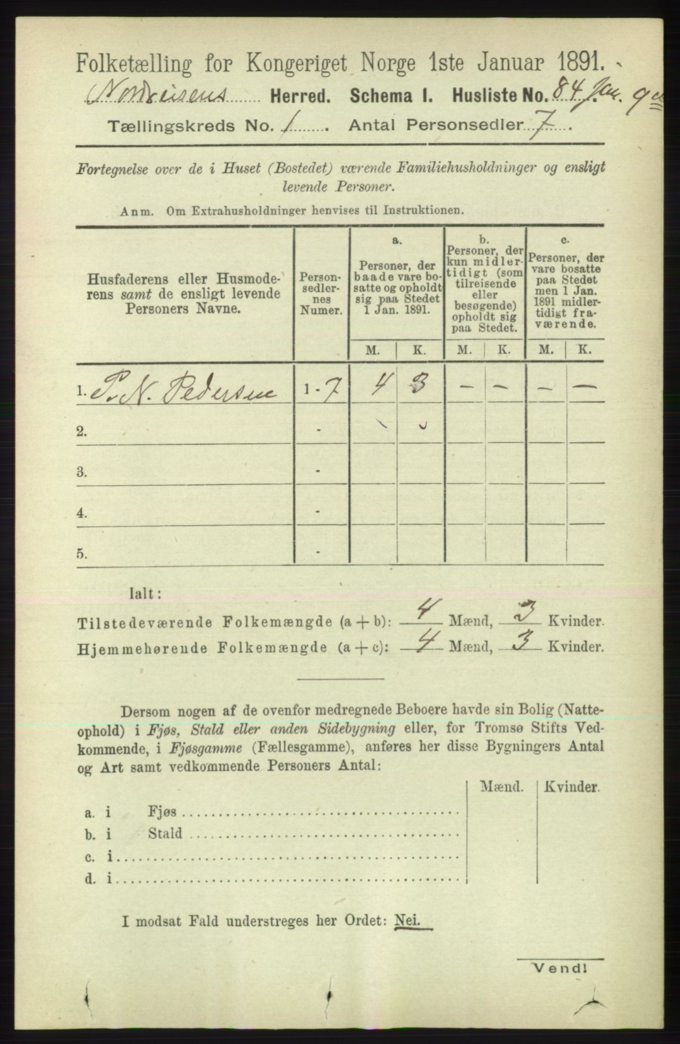 RA, 1891 census for 1942 Nordreisa, 1891, p. 97