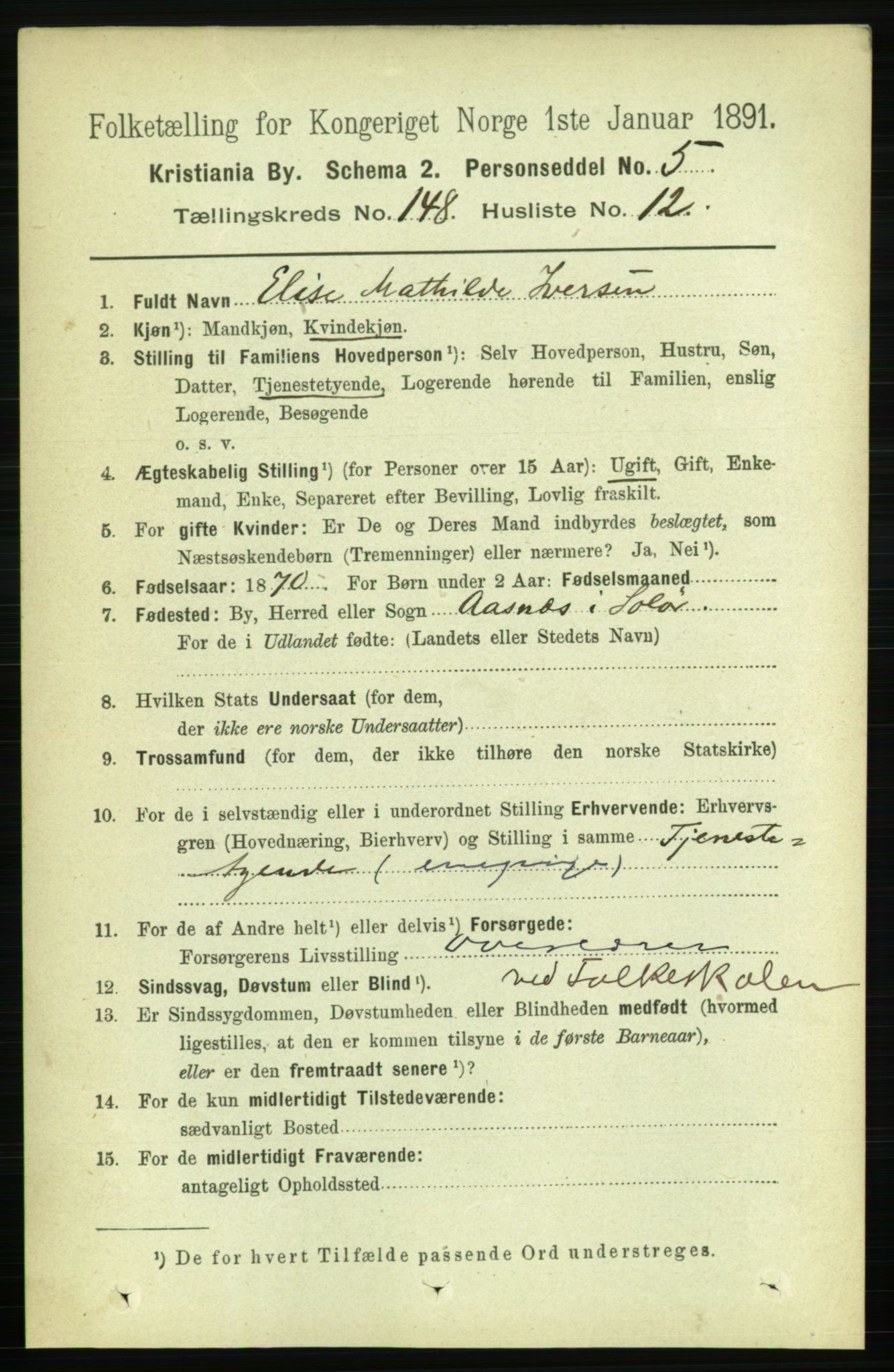 RA, 1891 census for 0301 Kristiania, 1891, p. 82397