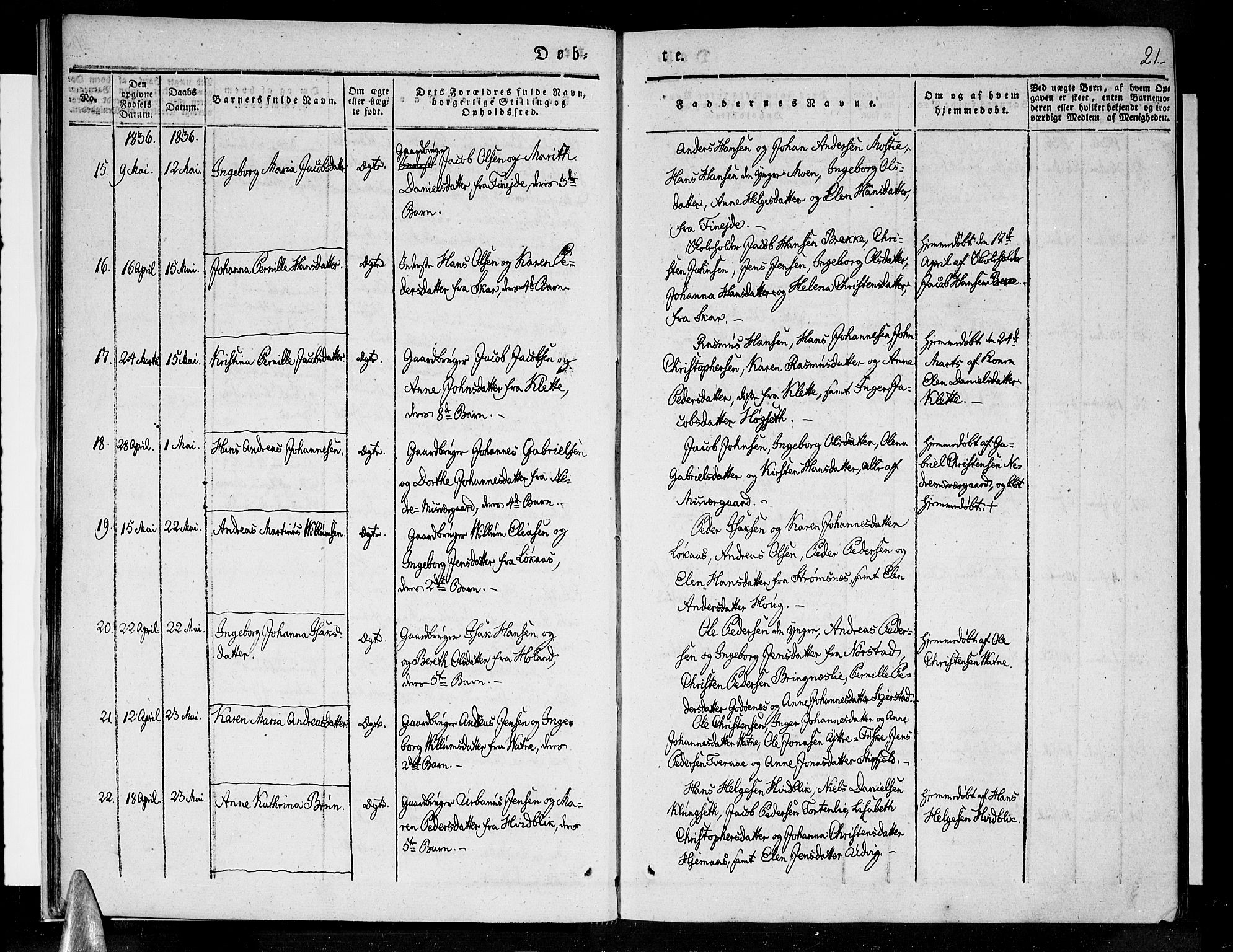 Ministerialprotokoller, klokkerbøker og fødselsregistre - Nordland, SAT/A-1459/852/L0737: Parish register (official) no. 852A07, 1833-1849, p. 21