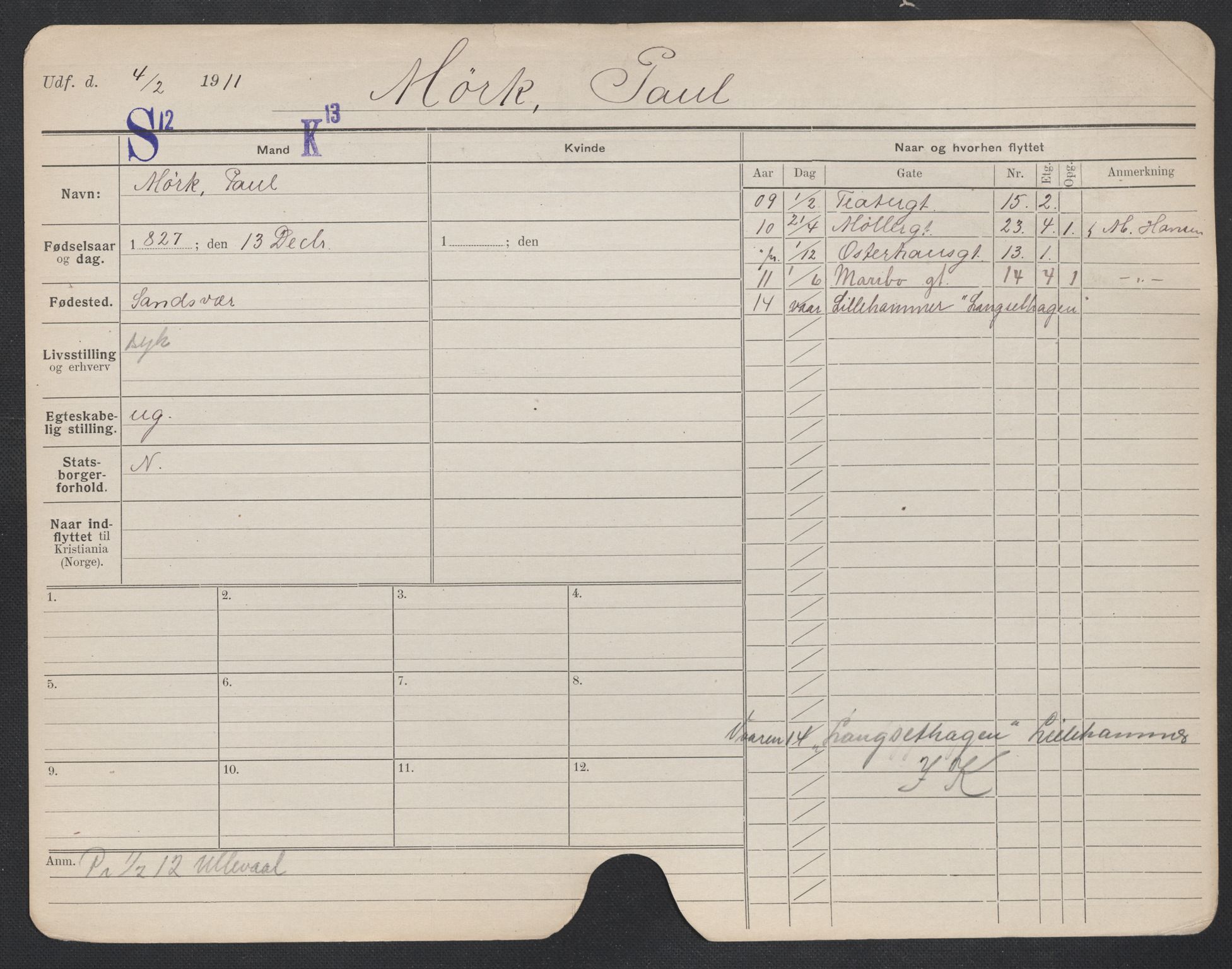 Oslo folkeregister, Registerkort, AV/SAO-A-11715/F/Fa/Fac/L0007: Menn, 1906-1914, p. 1002a