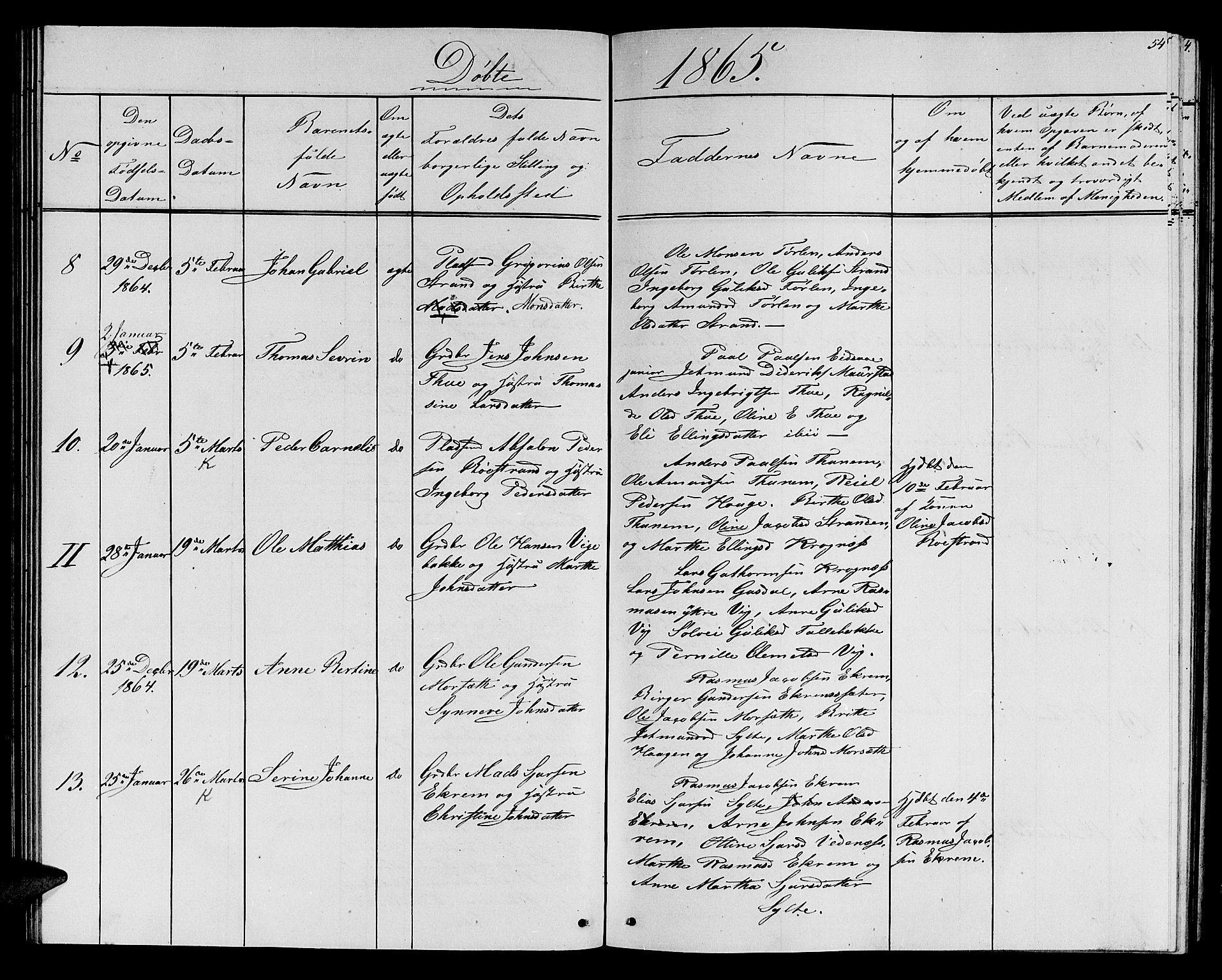 Ministerialprotokoller, klokkerbøker og fødselsregistre - Møre og Romsdal, AV/SAT-A-1454/501/L0015: Parish register (copy) no. 501C01, 1854-1867, p. 54