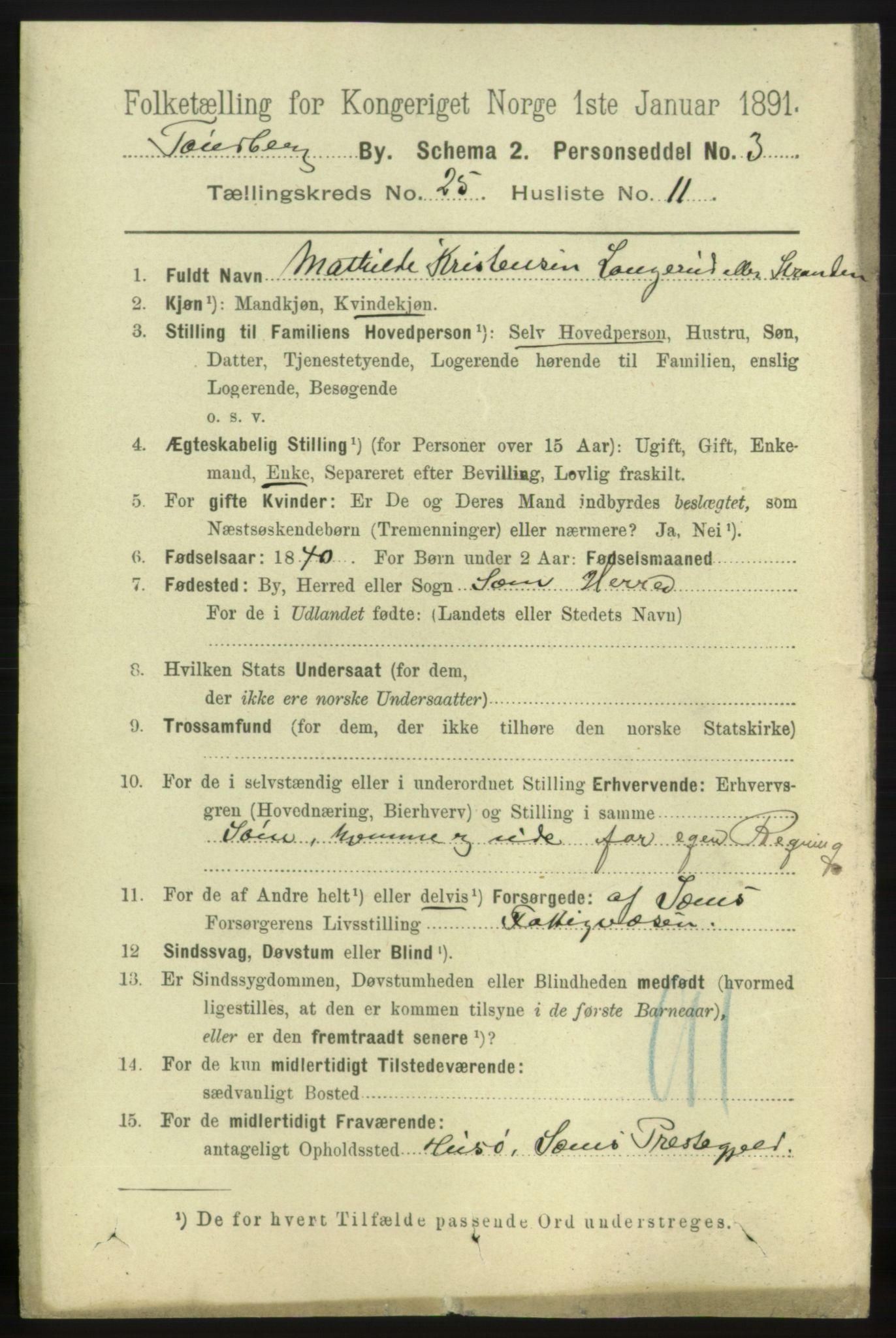 RA, 1891 census for 0705 Tønsberg, 1891, p. 6633