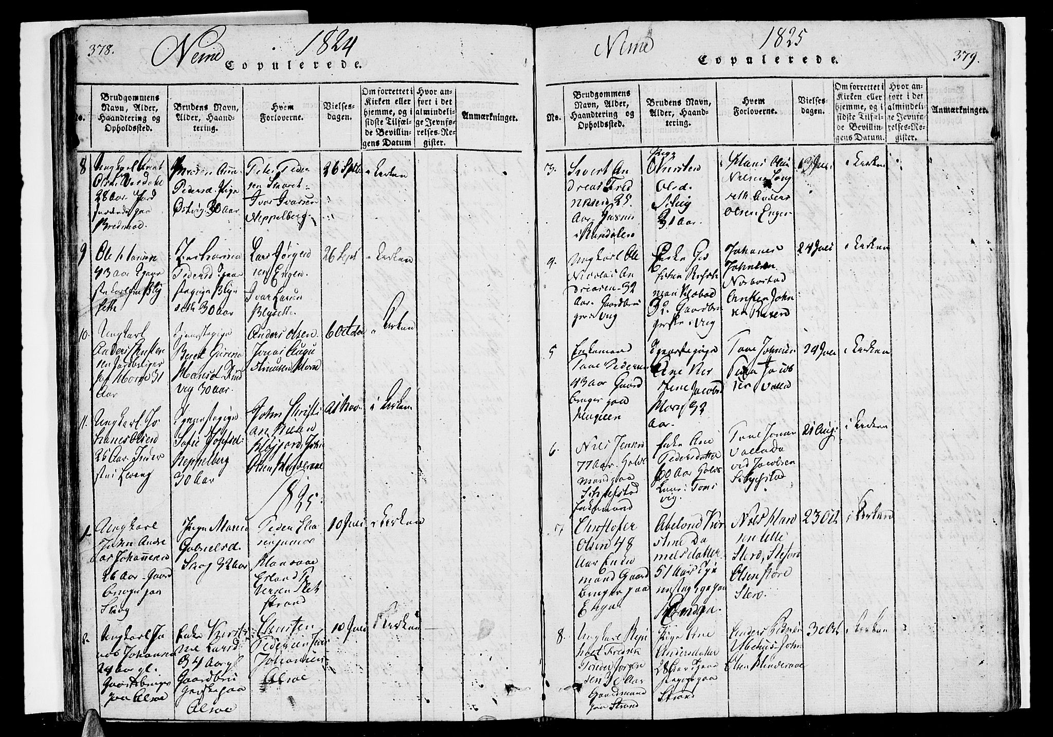 Ministerialprotokoller, klokkerbøker og fødselsregistre - Nordland, SAT/A-1459/838/L0546: Parish register (official) no. 838A05 /1, 1820-1828, p. 378-379