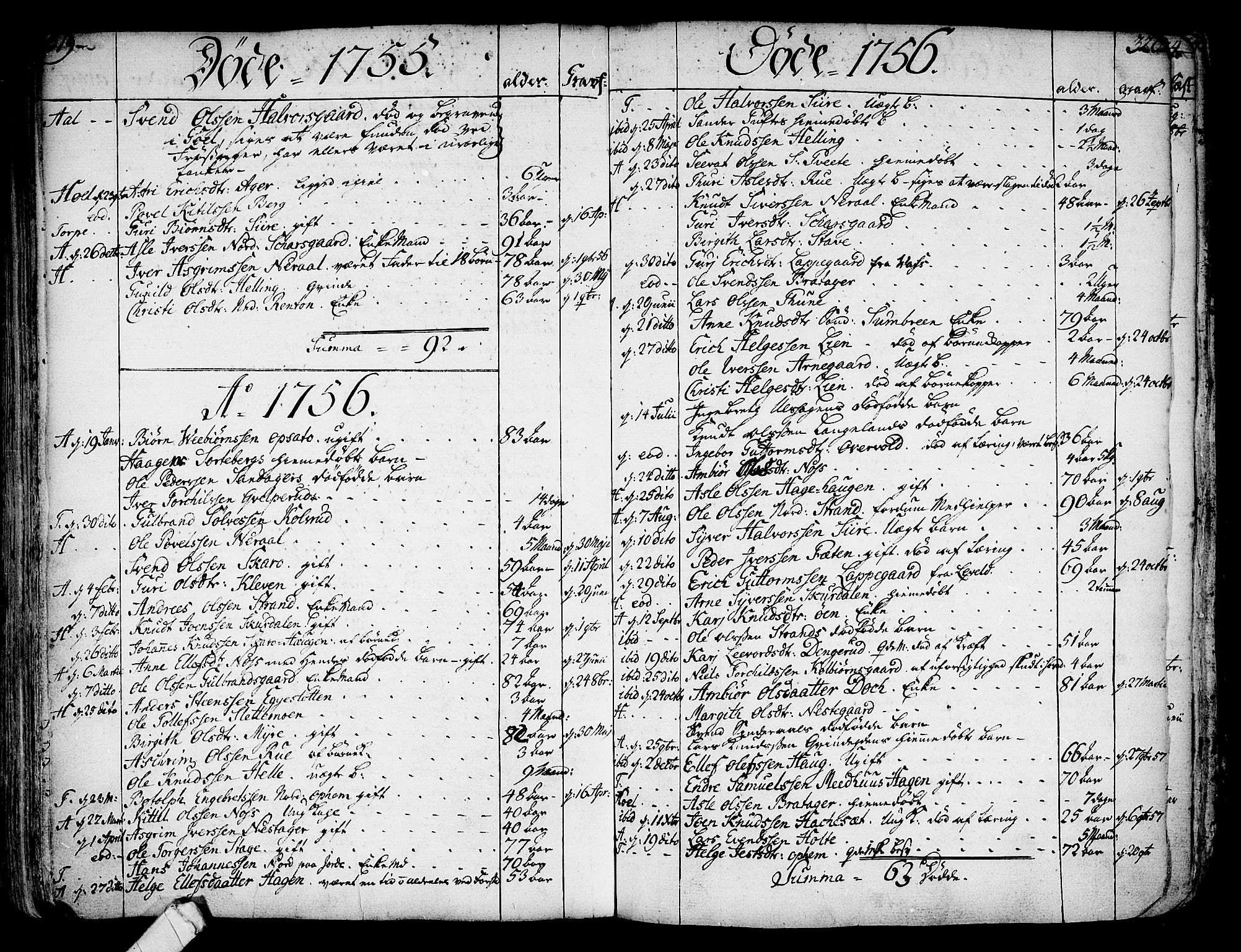 Ål kirkebøker, AV/SAKO-A-249/F/Fa/L0001: Parish register (official) no. I 1, 1744-1769, p. 319-320