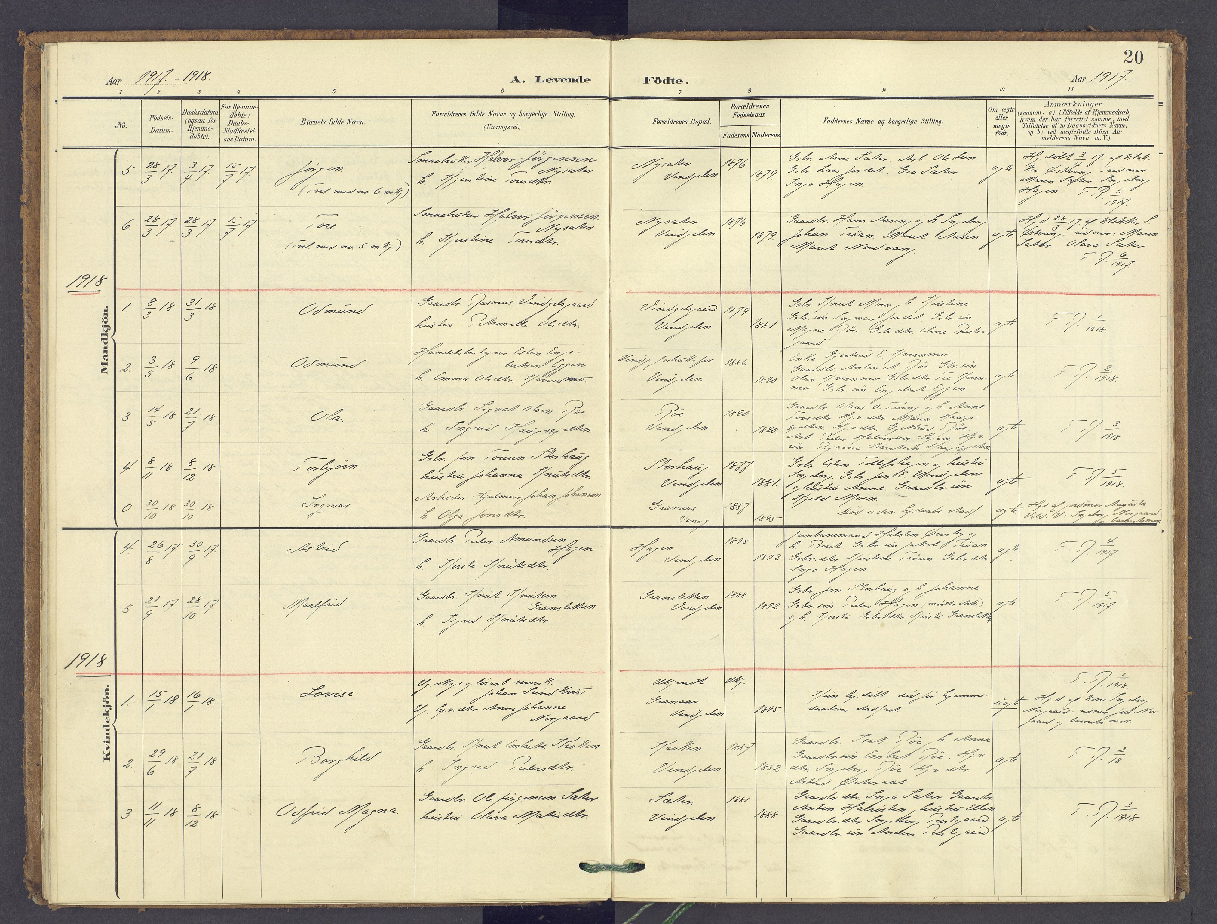 Tolga prestekontor, AV/SAH-PREST-062/K/L0015: Parish register (official) no. 15, 1903-1946, p. 20