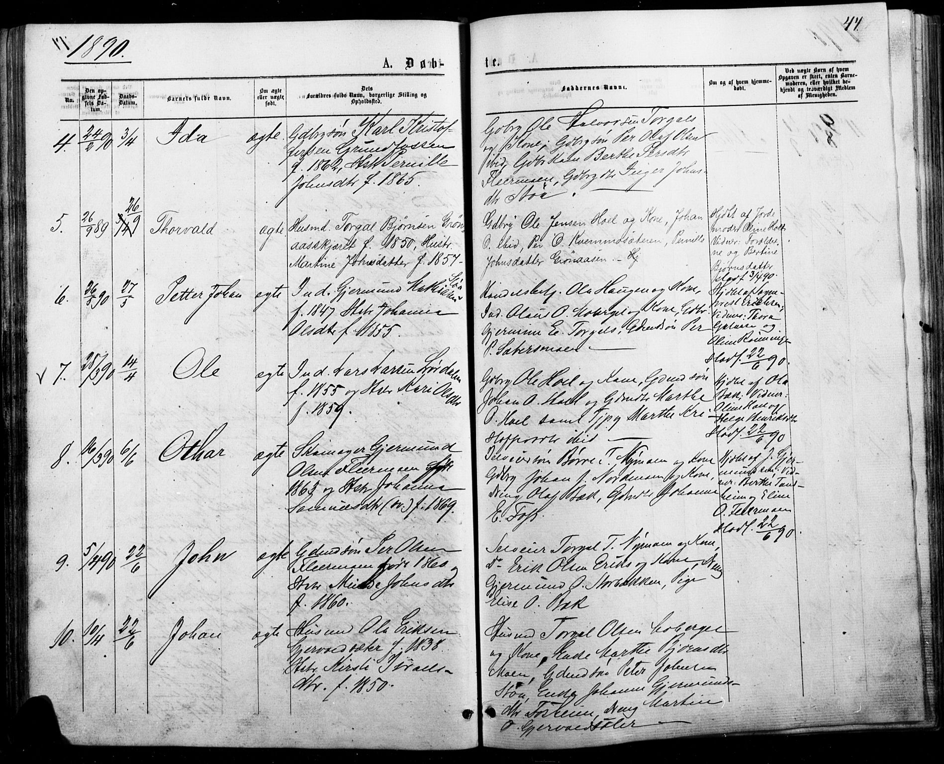 Trysil prestekontor, AV/SAH-PREST-046/H/Ha/Haa/L0010: Parish register (official) no. 10, 1872-1895, p. 44