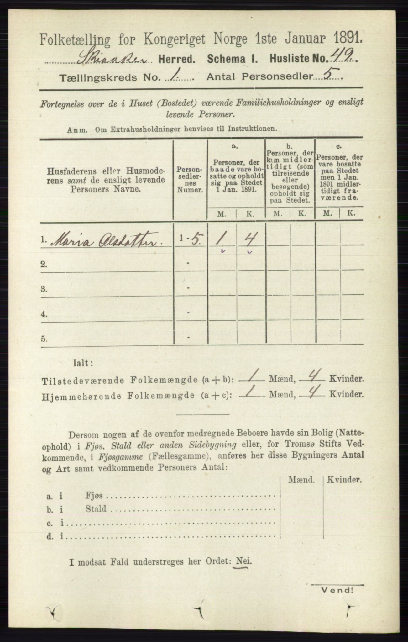 RA, 1891 census for 0513 Skjåk, 1891, p. 72