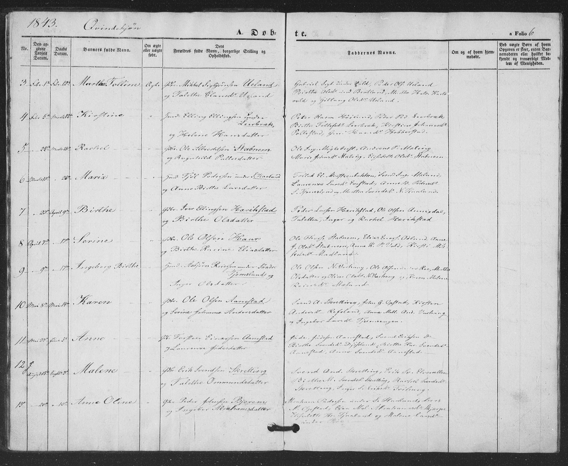 Hå sokneprestkontor, AV/SAST-A-101801/001/30BA/L0007: Parish register (official) no. A 6, 1842-1855, p. 6