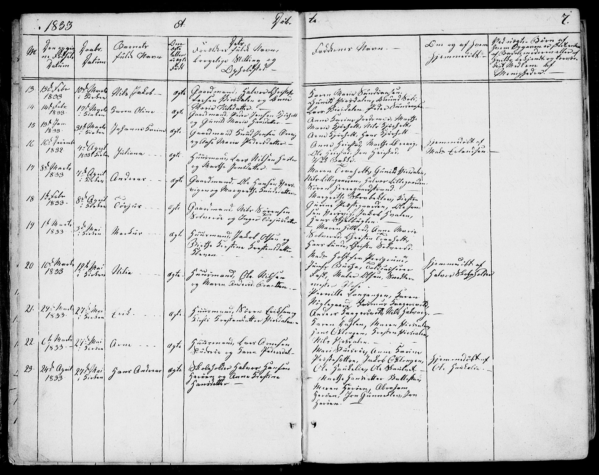 Eidanger kirkebøker, AV/SAKO-A-261/F/Fa/L0008: Parish register (official) no. 8, 1831-1858, p. 7