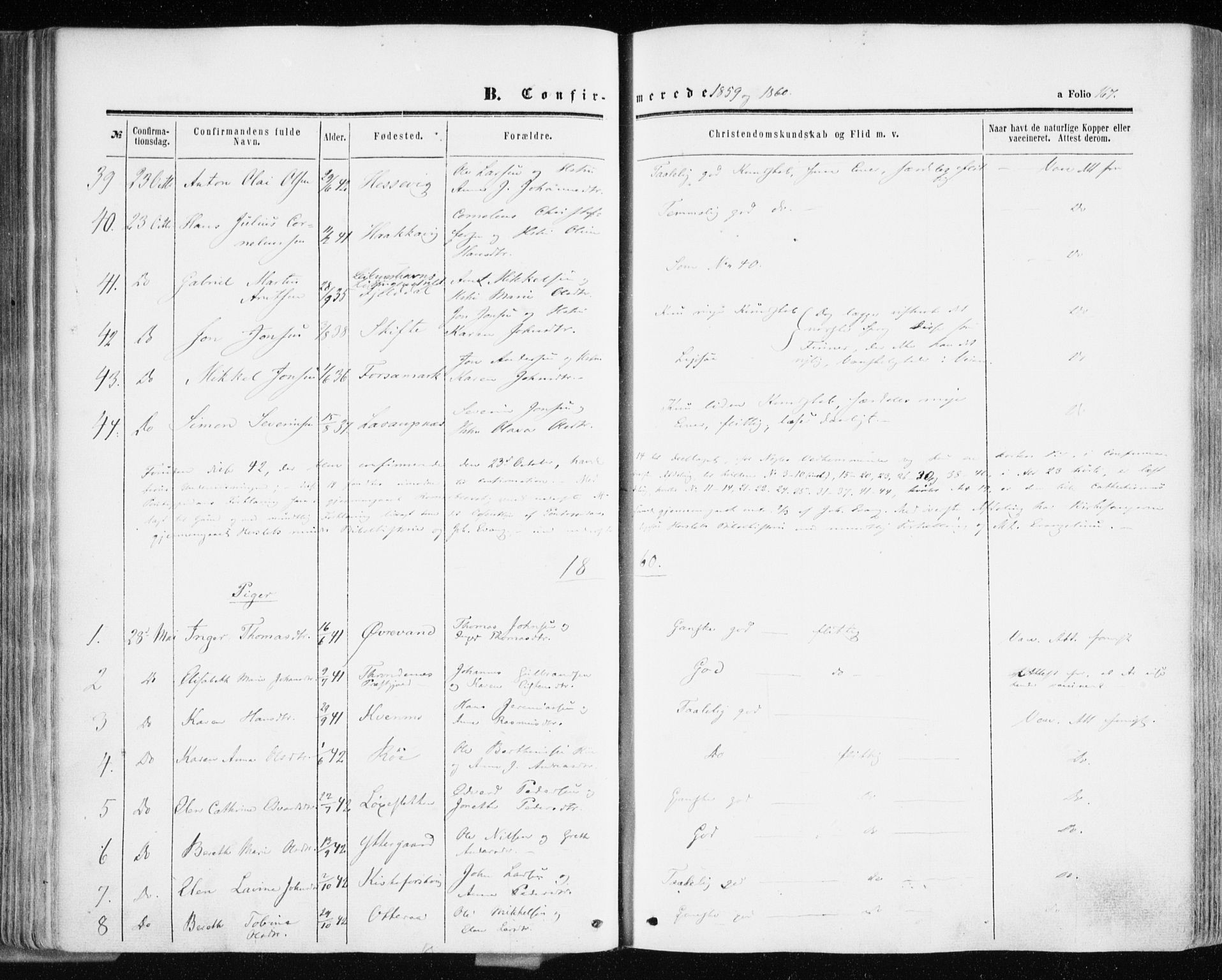 Ibestad sokneprestembete, AV/SATØ-S-0077/H/Ha/Haa/L0009kirke: Parish register (official) no. 9, 1859-1868, p. 167