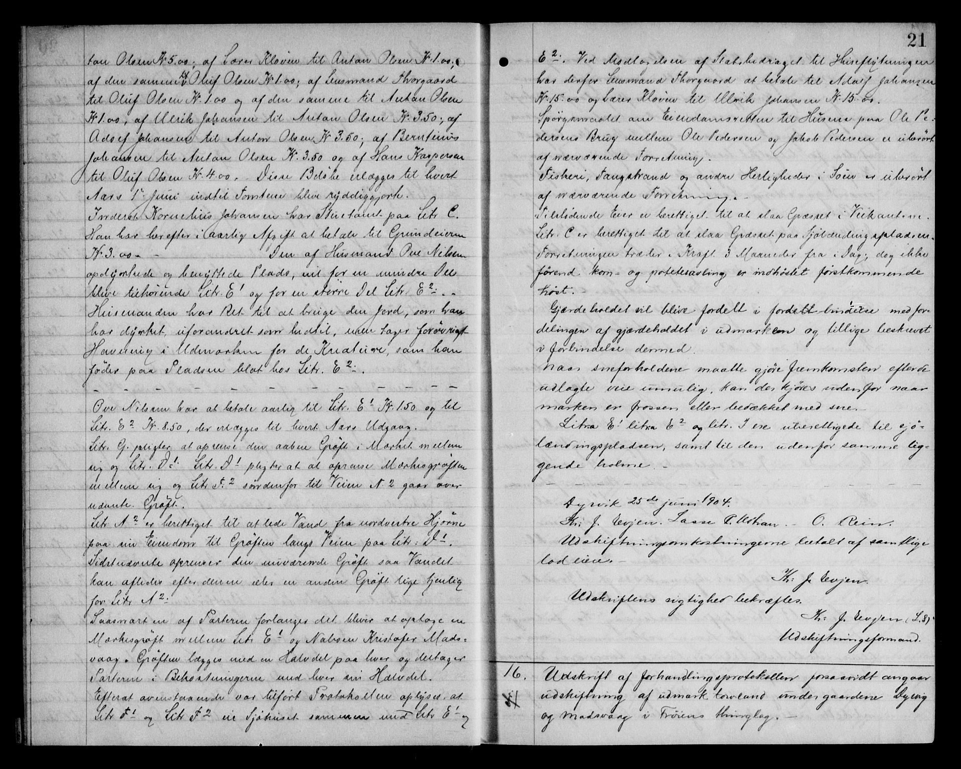 Fosen sorenskriveri, AV/SAT-A-1107/1/2/2C/L0039: Mortgage book no. 30, 1905-1906, p. 21