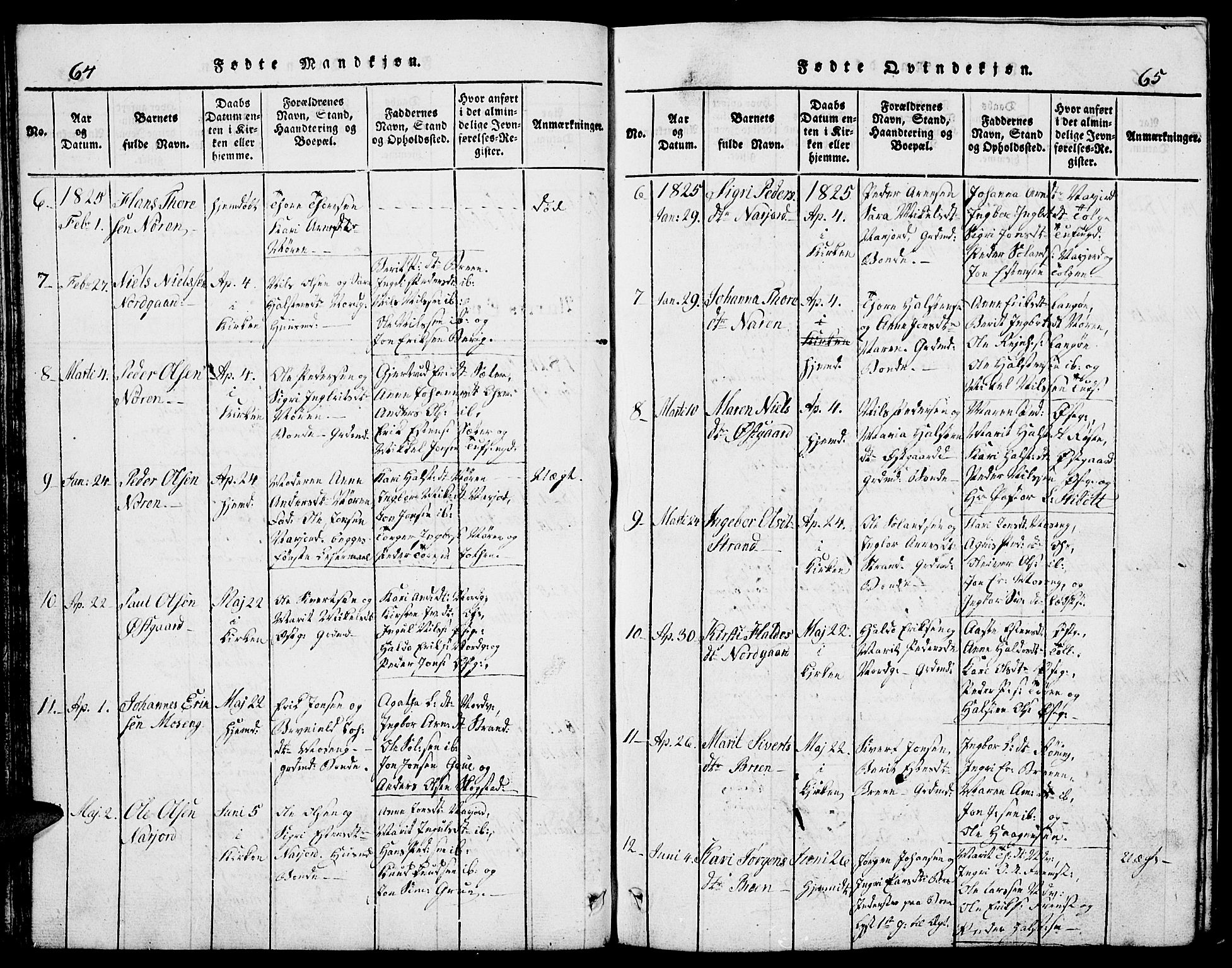 Tolga prestekontor, AV/SAH-PREST-062/L/L0002: Parish register (copy) no. 2, 1815-1844, p. 64-65