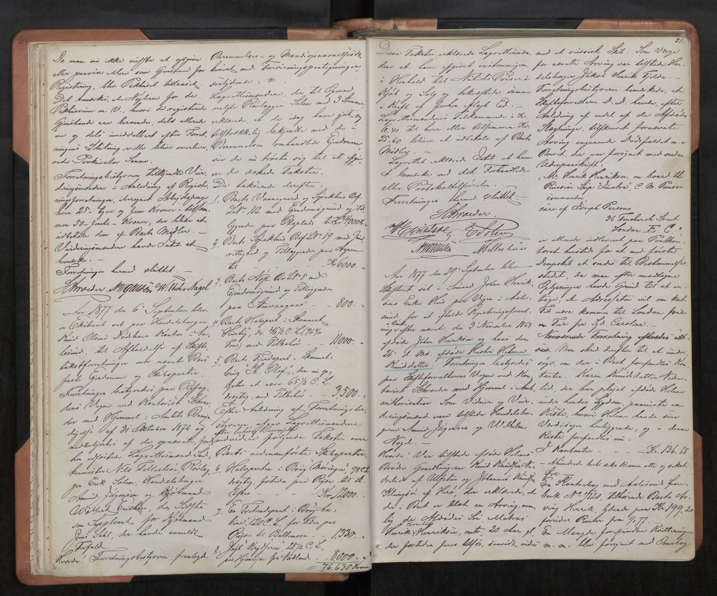 Ålesund byfogd, AV/SAT-A-4384/0001/03/03C/L0003: Registreringsprotokoll, 1876-1892, p. 21