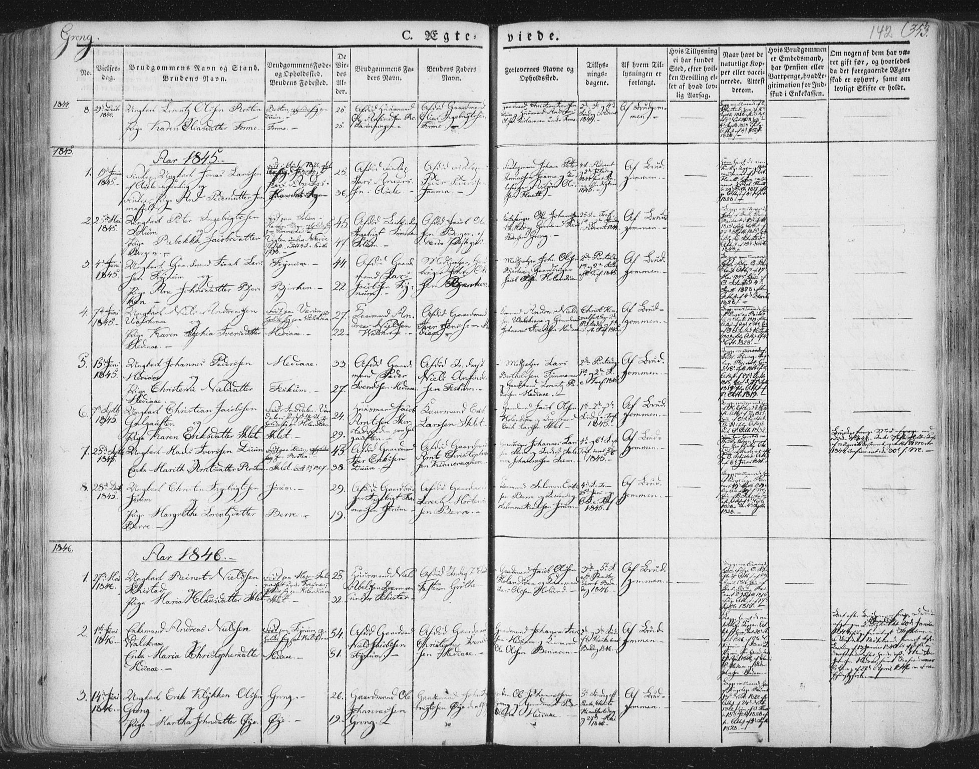Ministerialprotokoller, klokkerbøker og fødselsregistre - Nord-Trøndelag, SAT/A-1458/758/L0513: Parish register (official) no. 758A02 /1, 1839-1868, p. 142