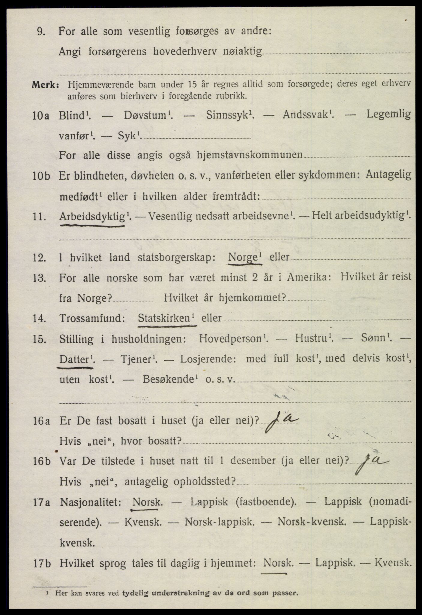 SAT, 1920 census for Ogndal, 1920, p. 2290